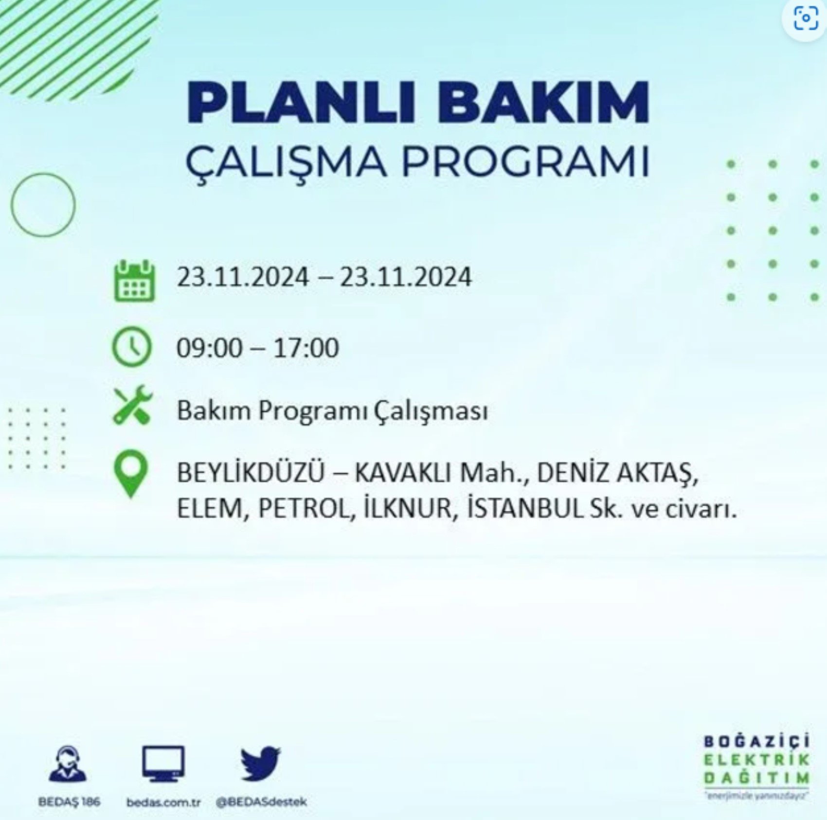 BEDAŞ açıkladı... İstanbul'da elektrik kesintisi: 23 Kasım'da hangi mahalleler etkilenecek?