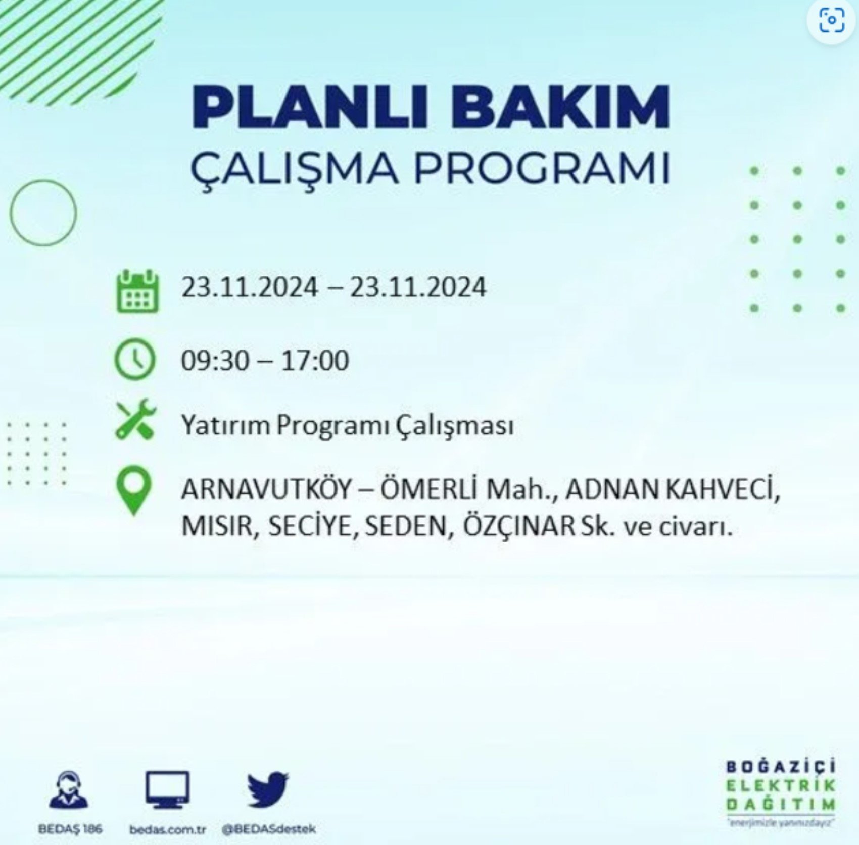 BEDAŞ açıkladı... İstanbul'da elektrik kesintisi: 23 Kasım'da hangi mahalleler etkilenecek?