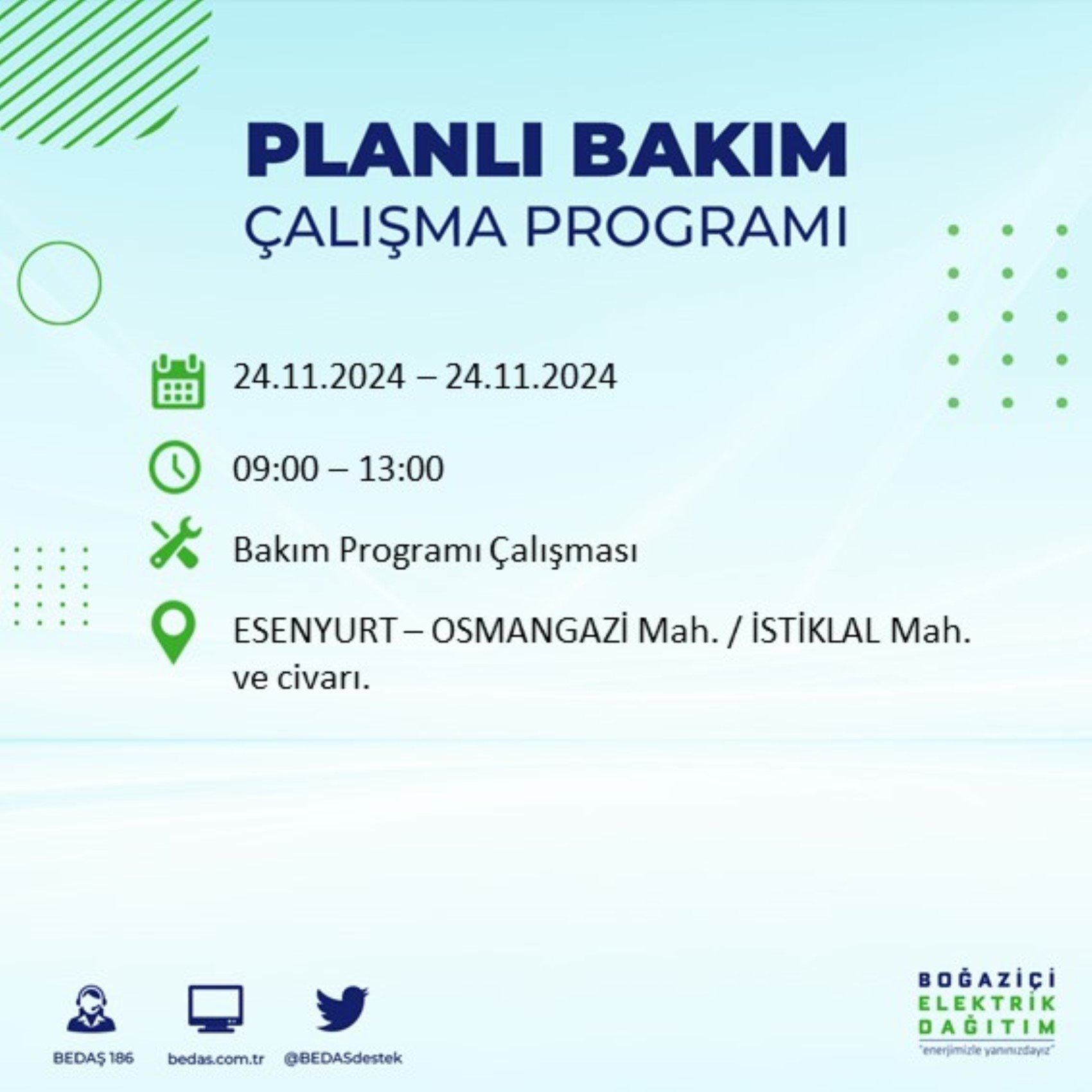 BEDAŞ açıkladı... İstanbul'da elektrik kesintisi: 24 Kasım'da hangi mahalleler etkilenecek?