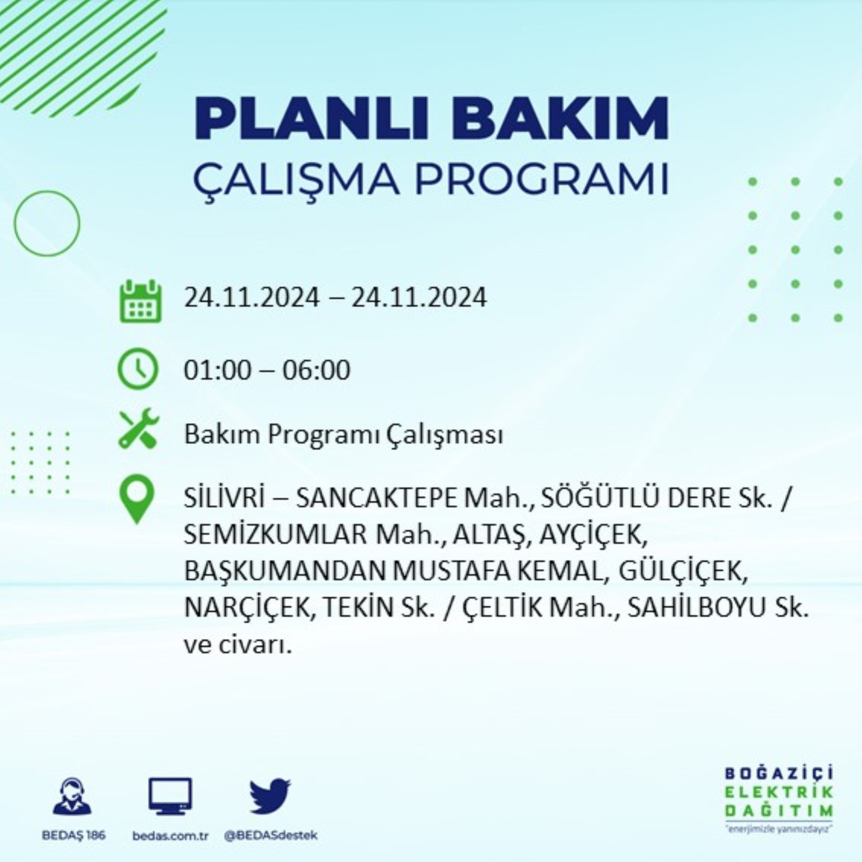 BEDAŞ açıkladı... İstanbul'da elektrik kesintisi: 24 Kasım'da hangi mahalleler etkilenecek?