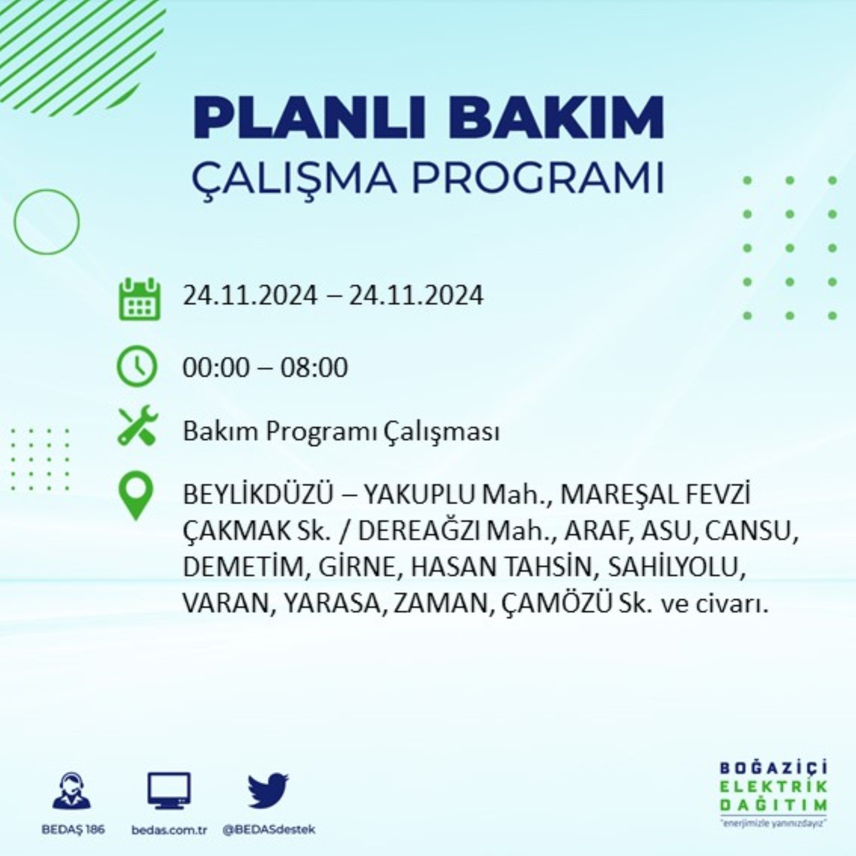 BEDAŞ açıkladı... İstanbul'da elektrik kesintisi: 24 Kasım'da hangi mahalleler etkilenecek?