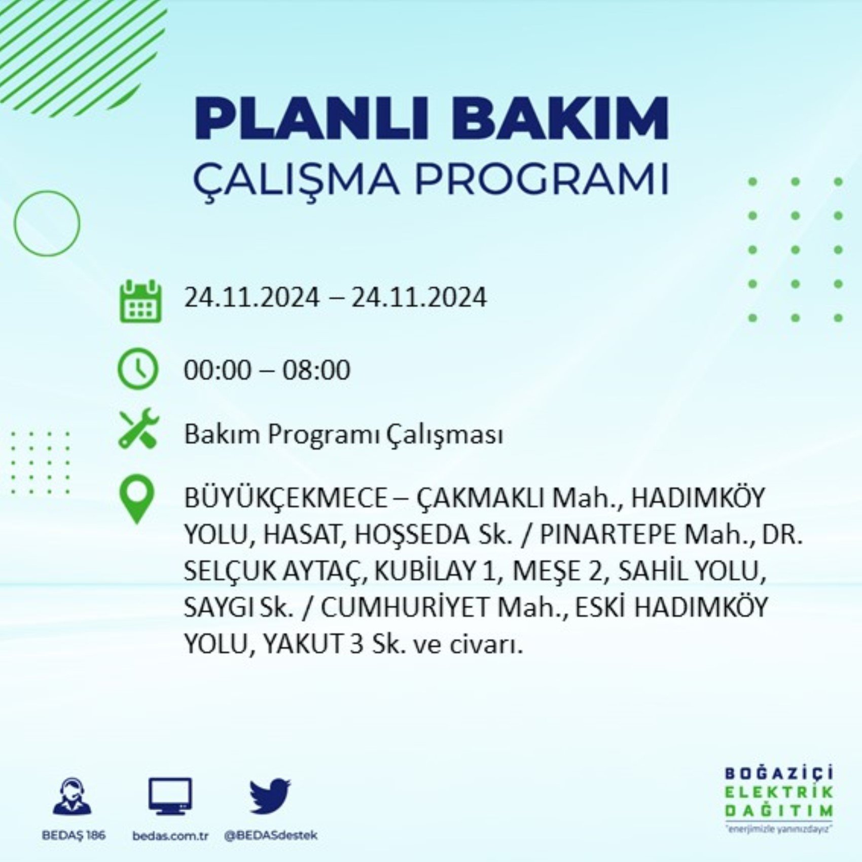 BEDAŞ açıkladı... İstanbul'da elektrik kesintisi: 24 Kasım'da hangi mahalleler etkilenecek?