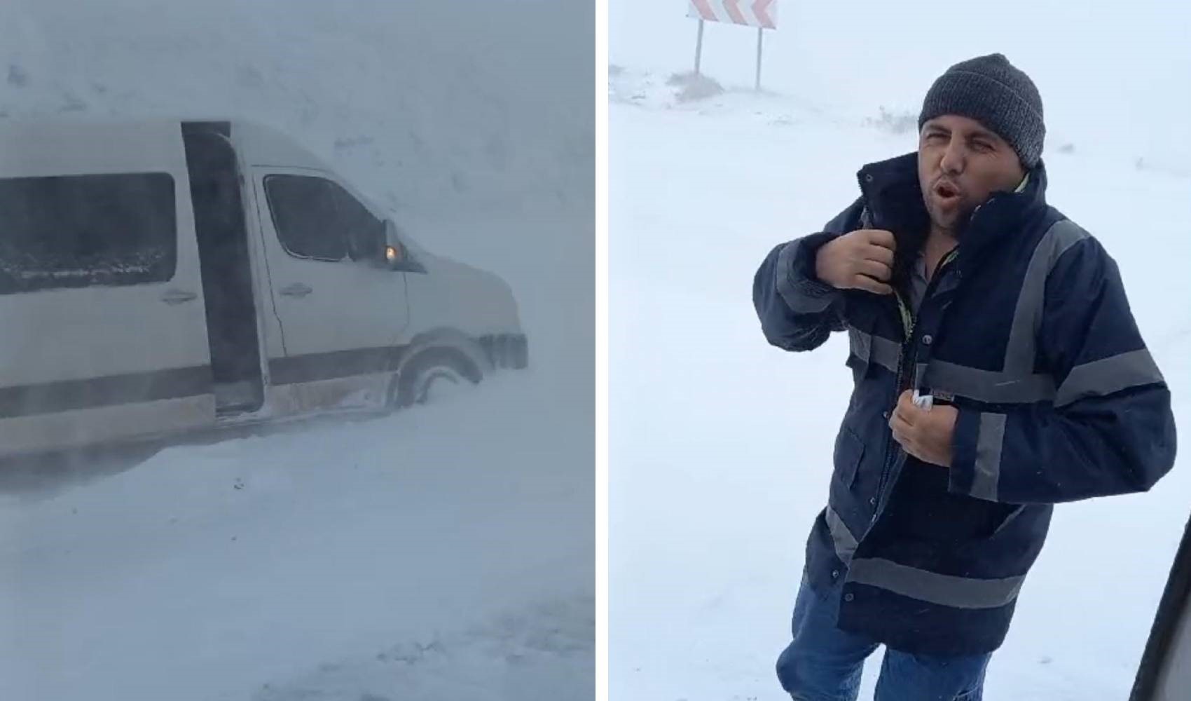 Adana, 12 minatori bloccati in un minibus a causa di una forte nevicata
