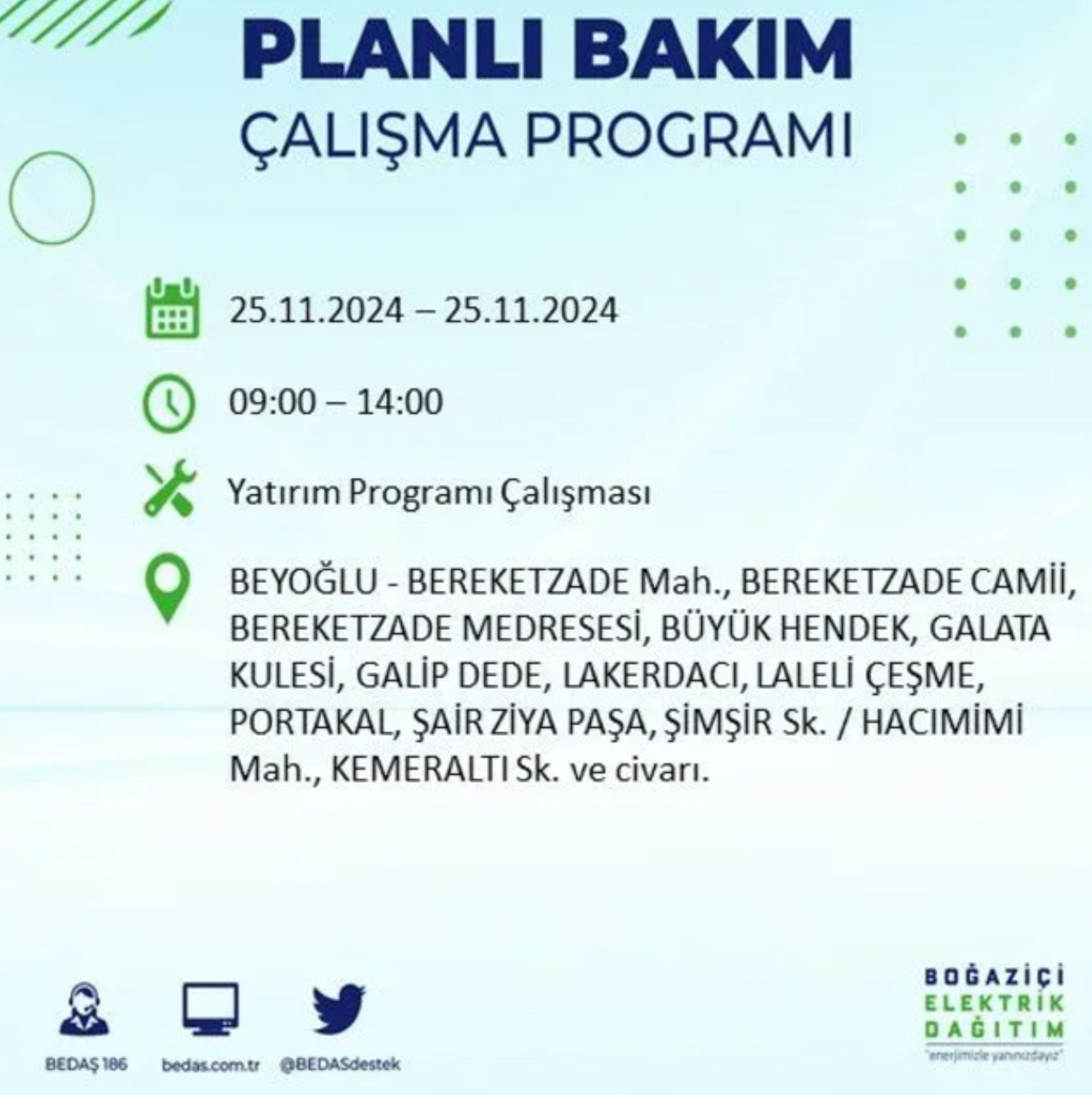 BEDAŞ açıkladı... İstanbul'da elektrik kesintisi: 25 Kasım'da hangi mahalleler etkilenecek?