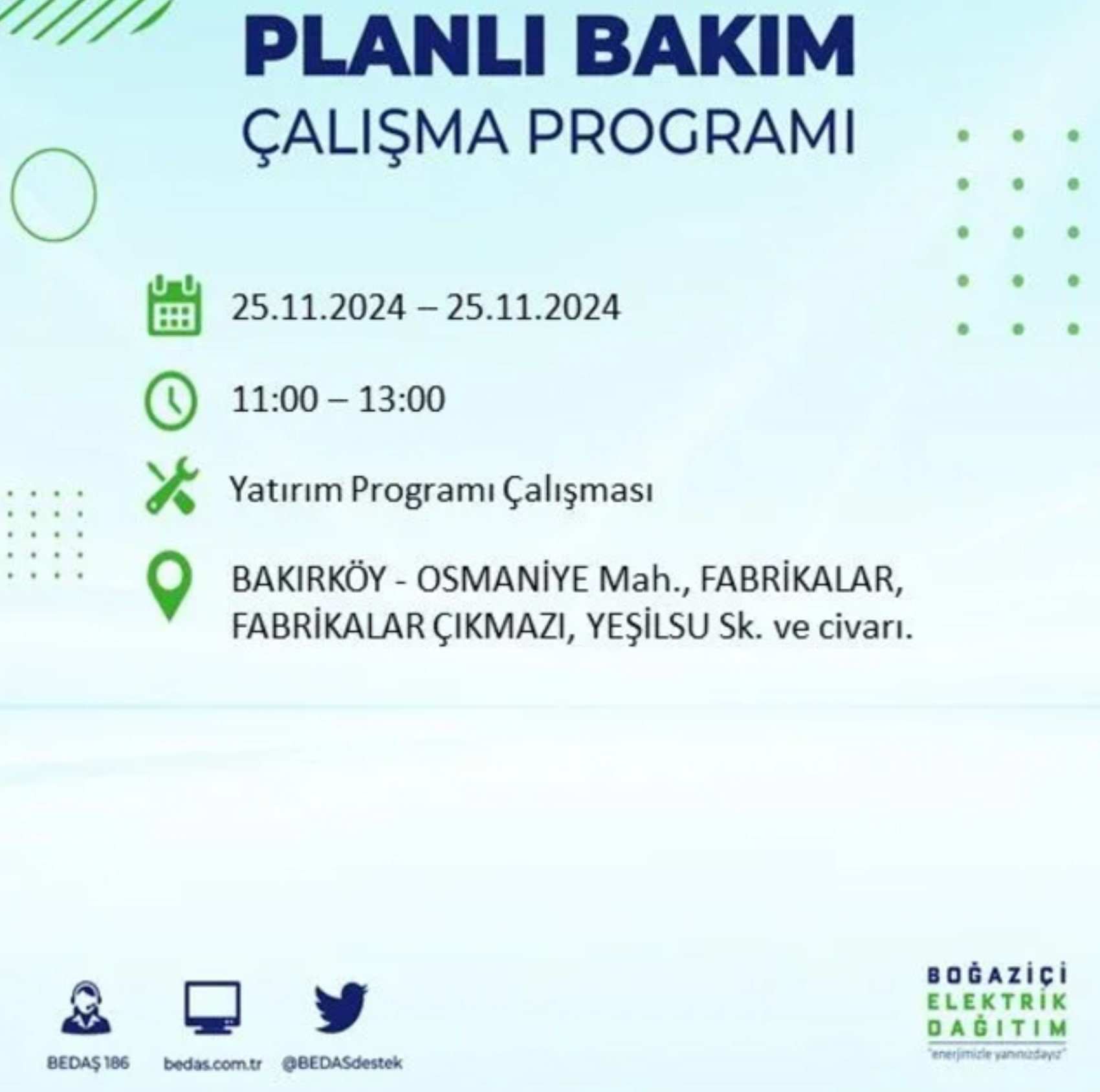 BEDAŞ açıkladı... İstanbul'da elektrik kesintisi: 25 Kasım'da hangi mahalleler etkilenecek?