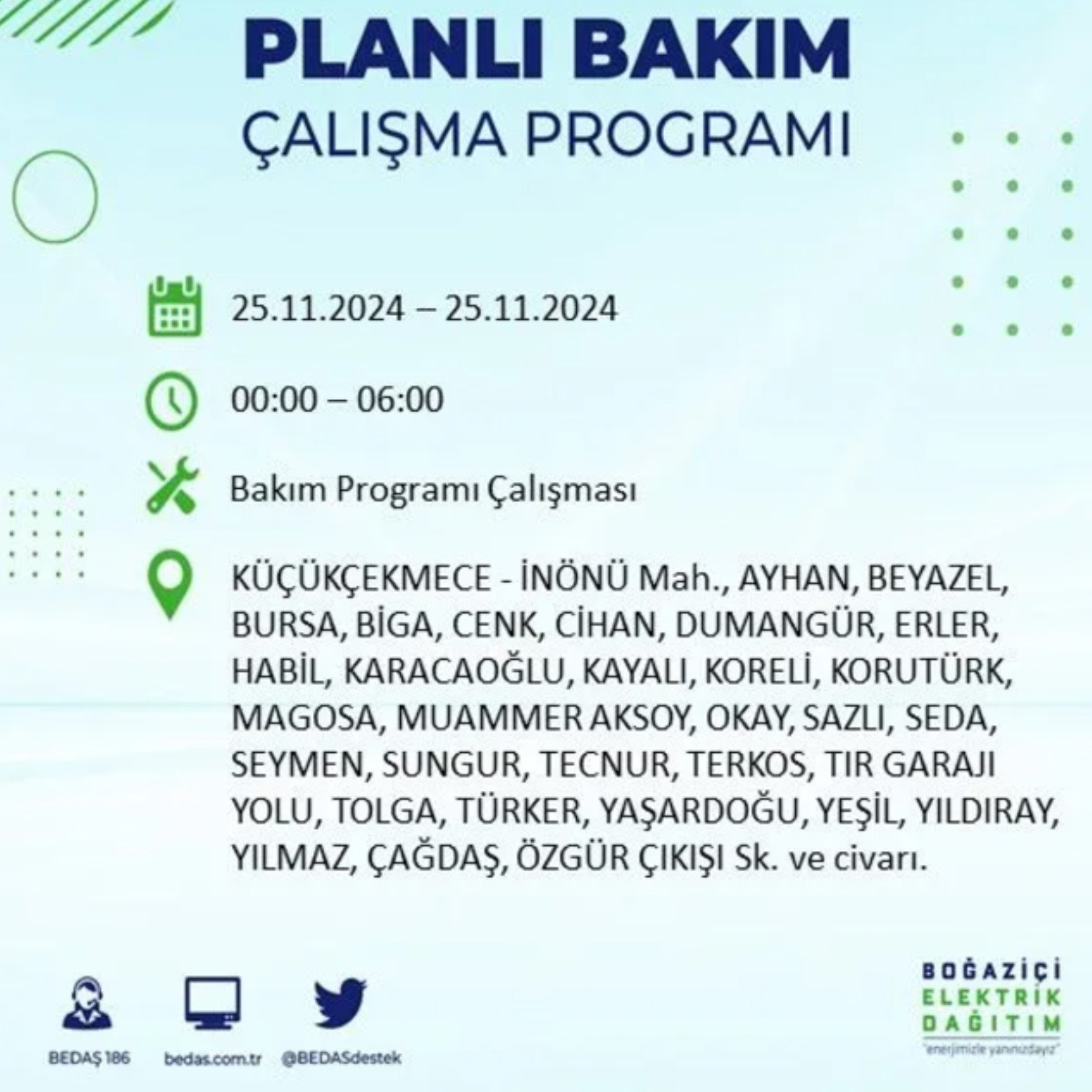 BEDAŞ açıkladı... İstanbul'da elektrik kesintisi: 25 Kasım'da hangi mahalleler etkilenecek?