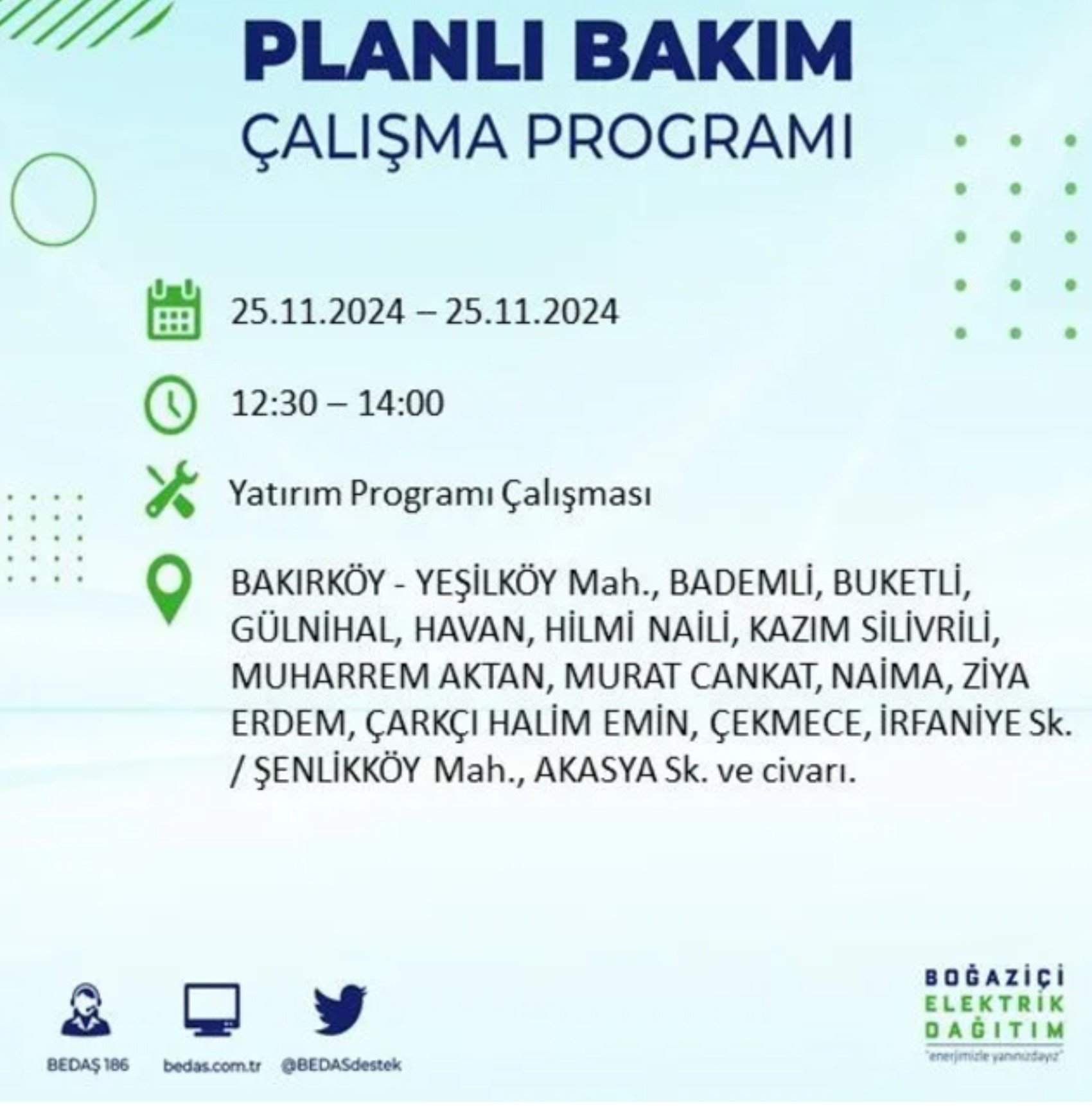 BEDAŞ açıkladı... İstanbul'da elektrik kesintisi: 25 Kasım'da hangi mahalleler etkilenecek?