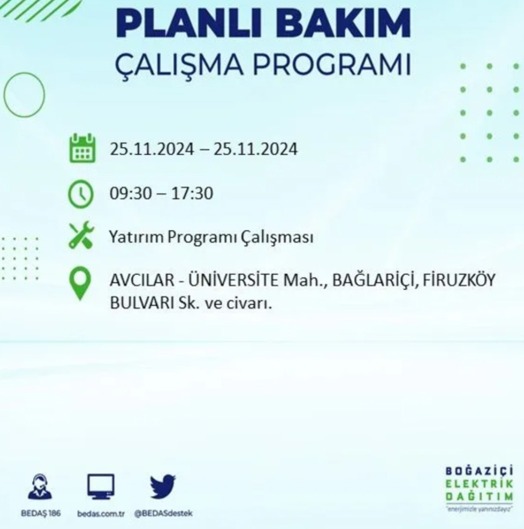 BEDAŞ açıkladı... İstanbul'da elektrik kesintisi: 25 Kasım'da hangi mahalleler etkilenecek?