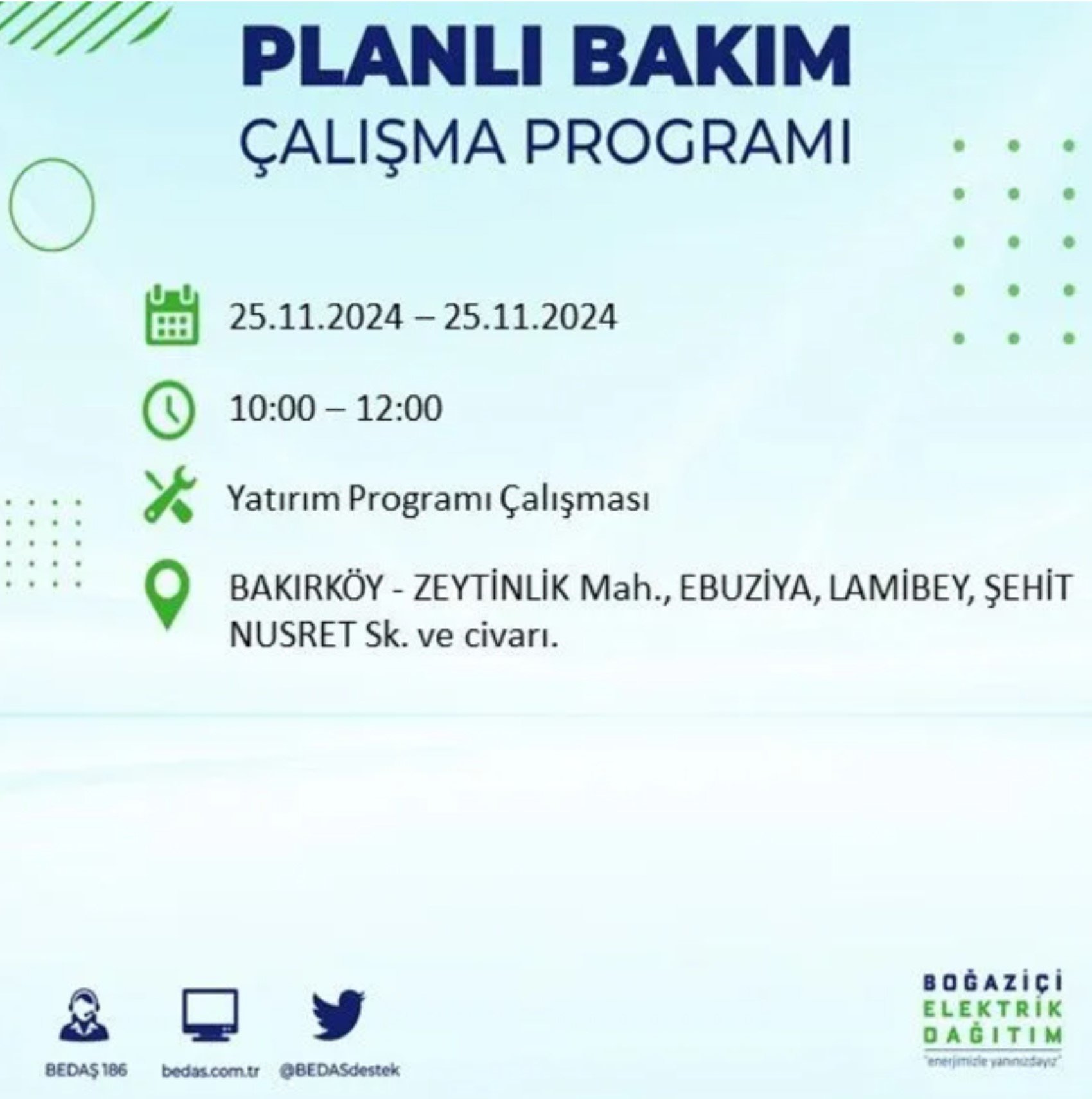 BEDAŞ açıkladı... İstanbul'da elektrik kesintisi: 25 Kasım'da hangi mahalleler etkilenecek?