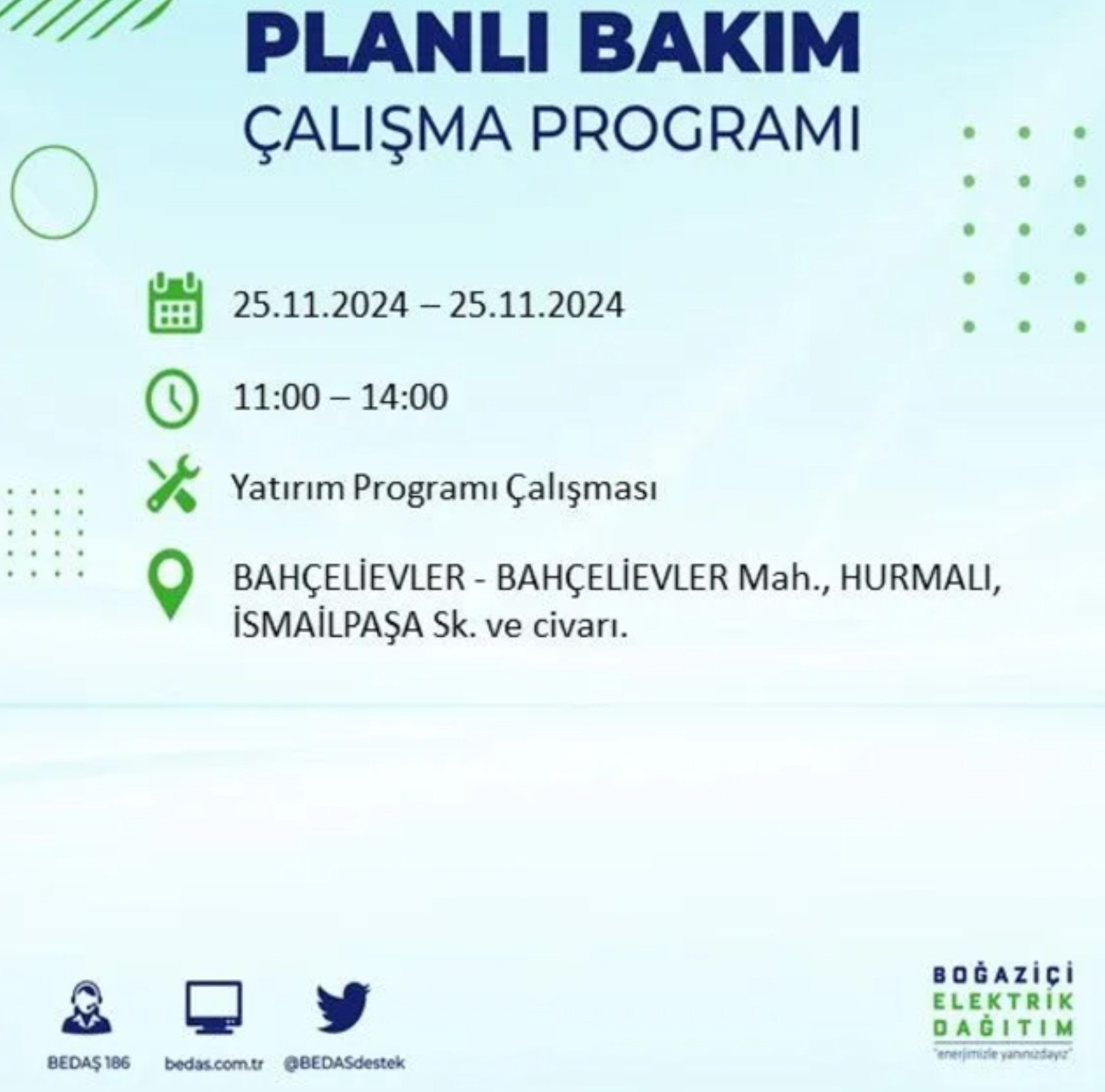 BEDAŞ açıkladı... İstanbul'da elektrik kesintisi: 25 Kasım'da hangi mahalleler etkilenecek?