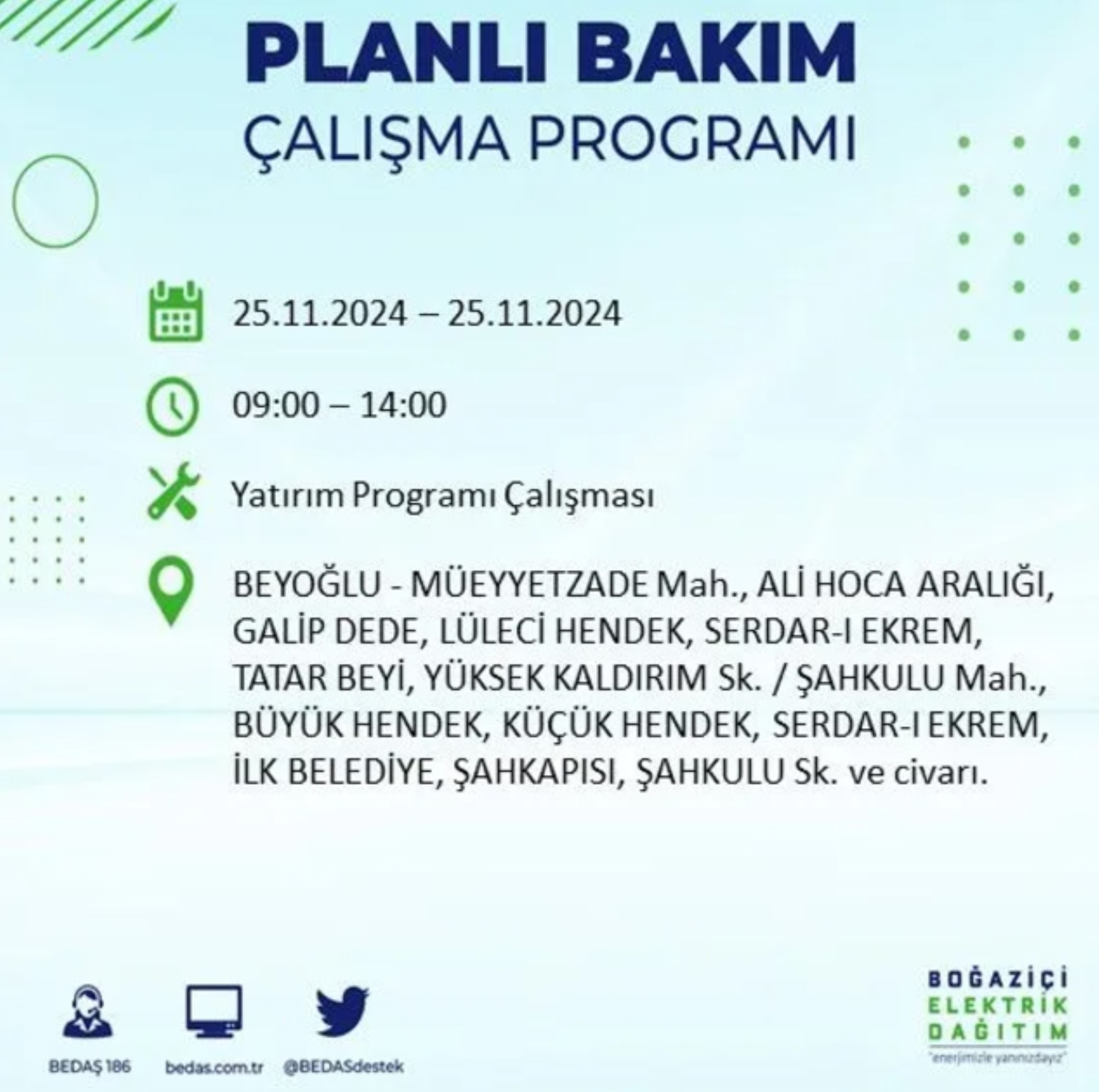 BEDAŞ açıkladı... İstanbul'da elektrik kesintisi: 25 Kasım'da hangi mahalleler etkilenecek?