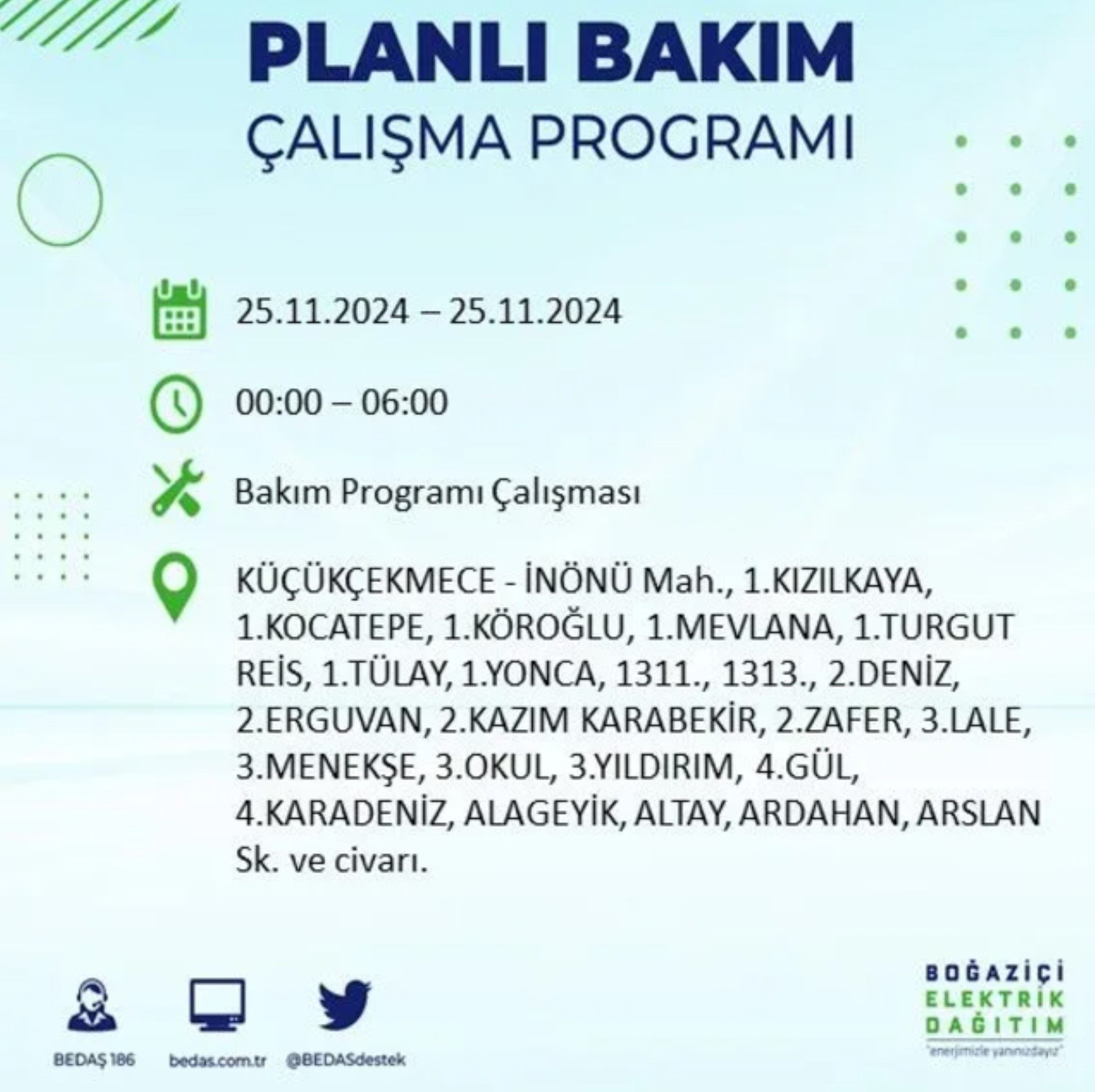 BEDAŞ açıkladı... İstanbul'da elektrik kesintisi: 25 Kasım'da hangi mahalleler etkilenecek?