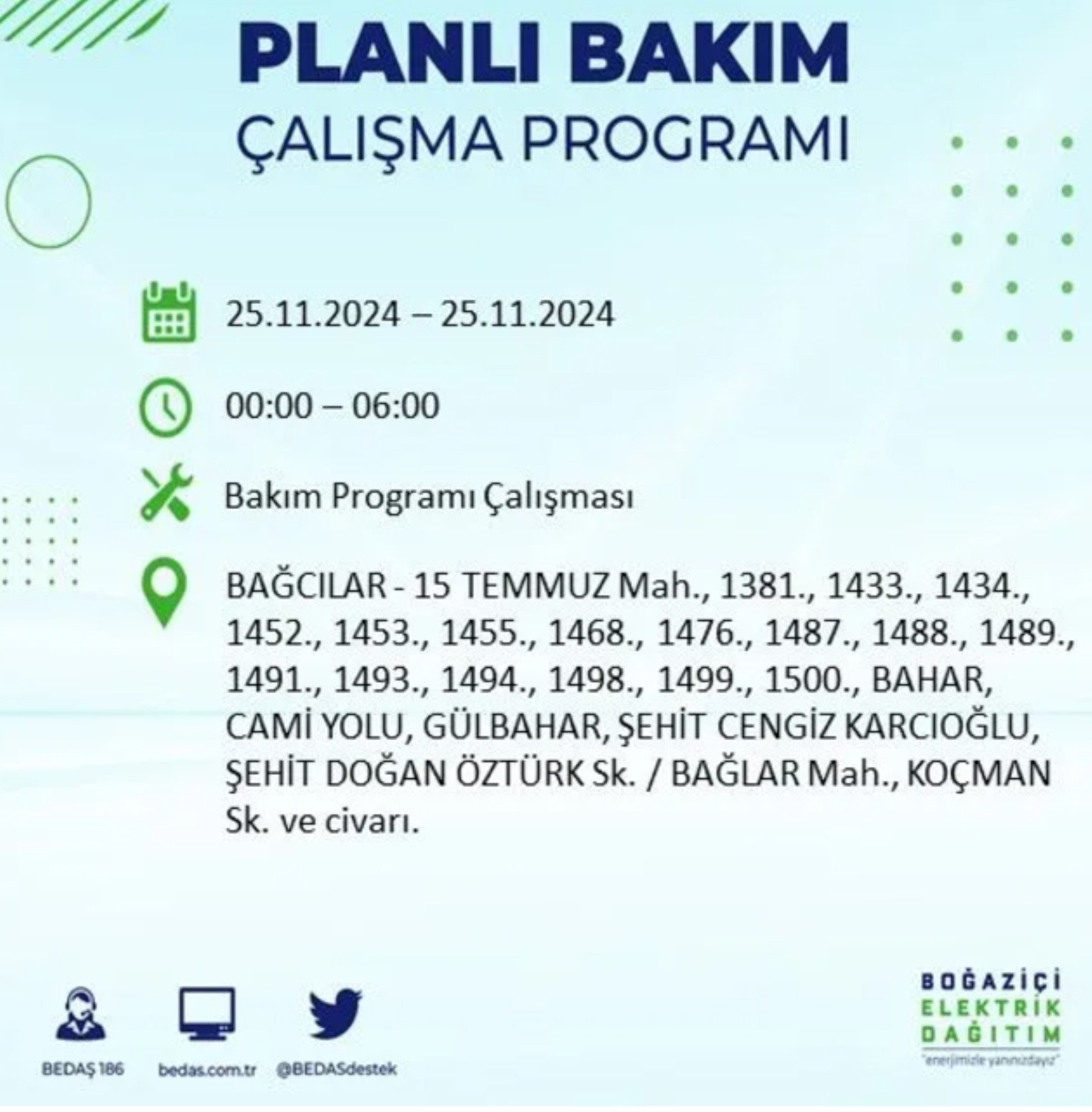 BEDAŞ açıkladı... İstanbul'da elektrik kesintisi: 25 Kasım'da hangi mahalleler etkilenecek?