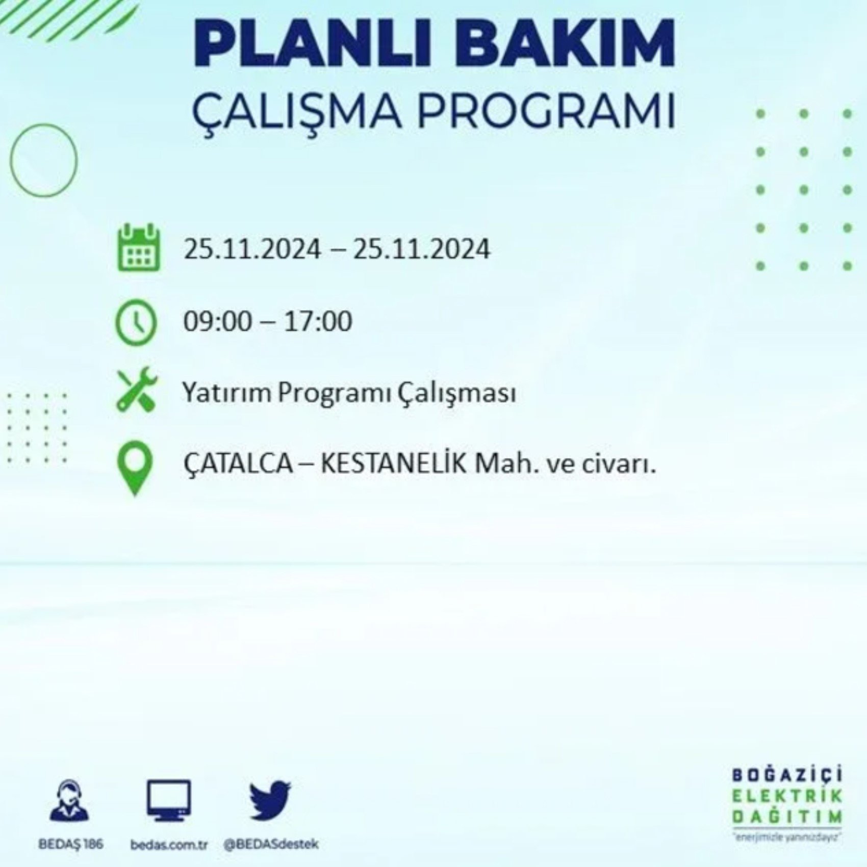 BEDAŞ açıkladı... İstanbul'da elektrik kesintisi: 25 Kasım'da hangi mahalleler etkilenecek?