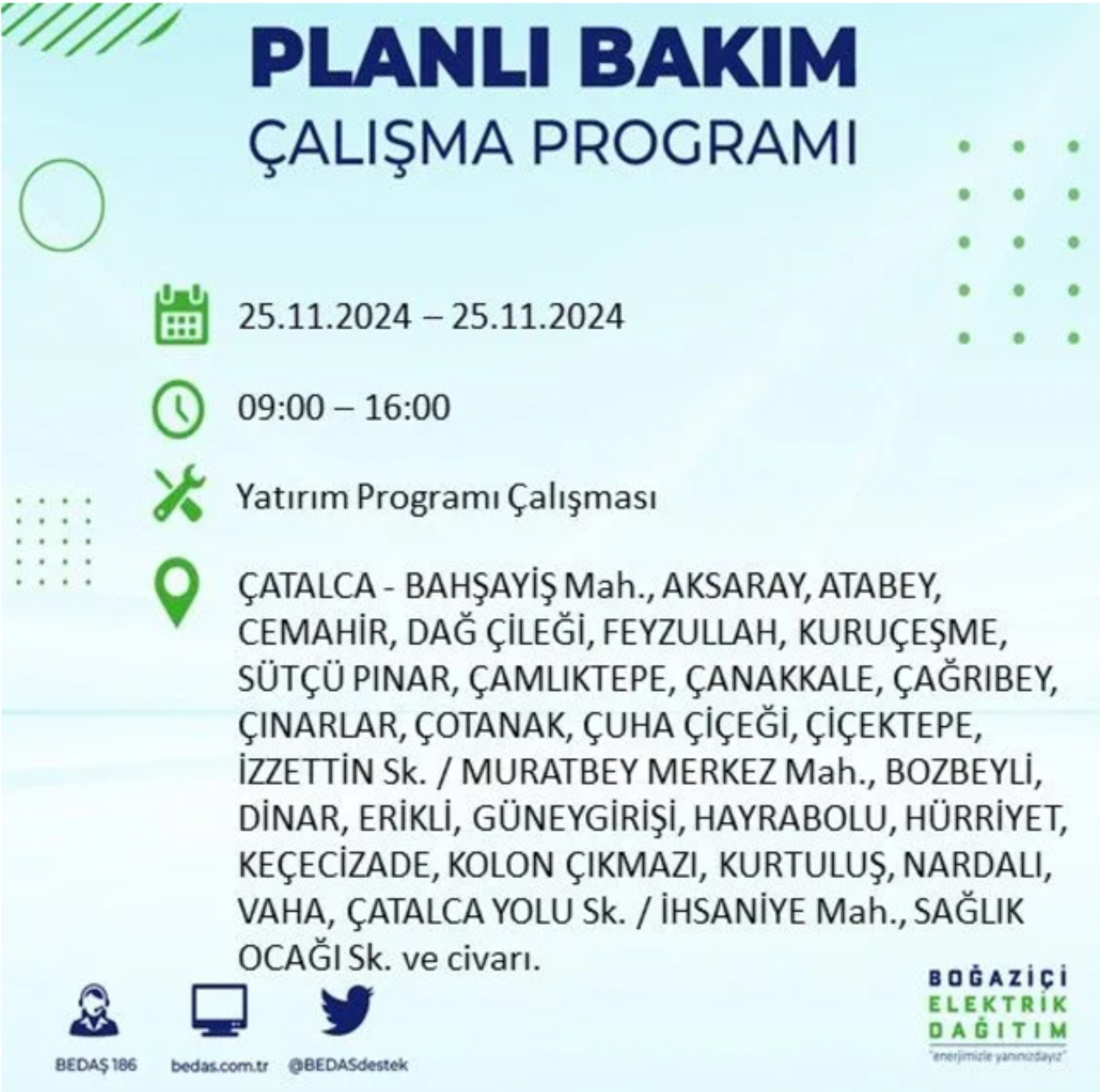 BEDAŞ açıkladı... İstanbul'da elektrik kesintisi: 25 Kasım'da hangi mahalleler etkilenecek?