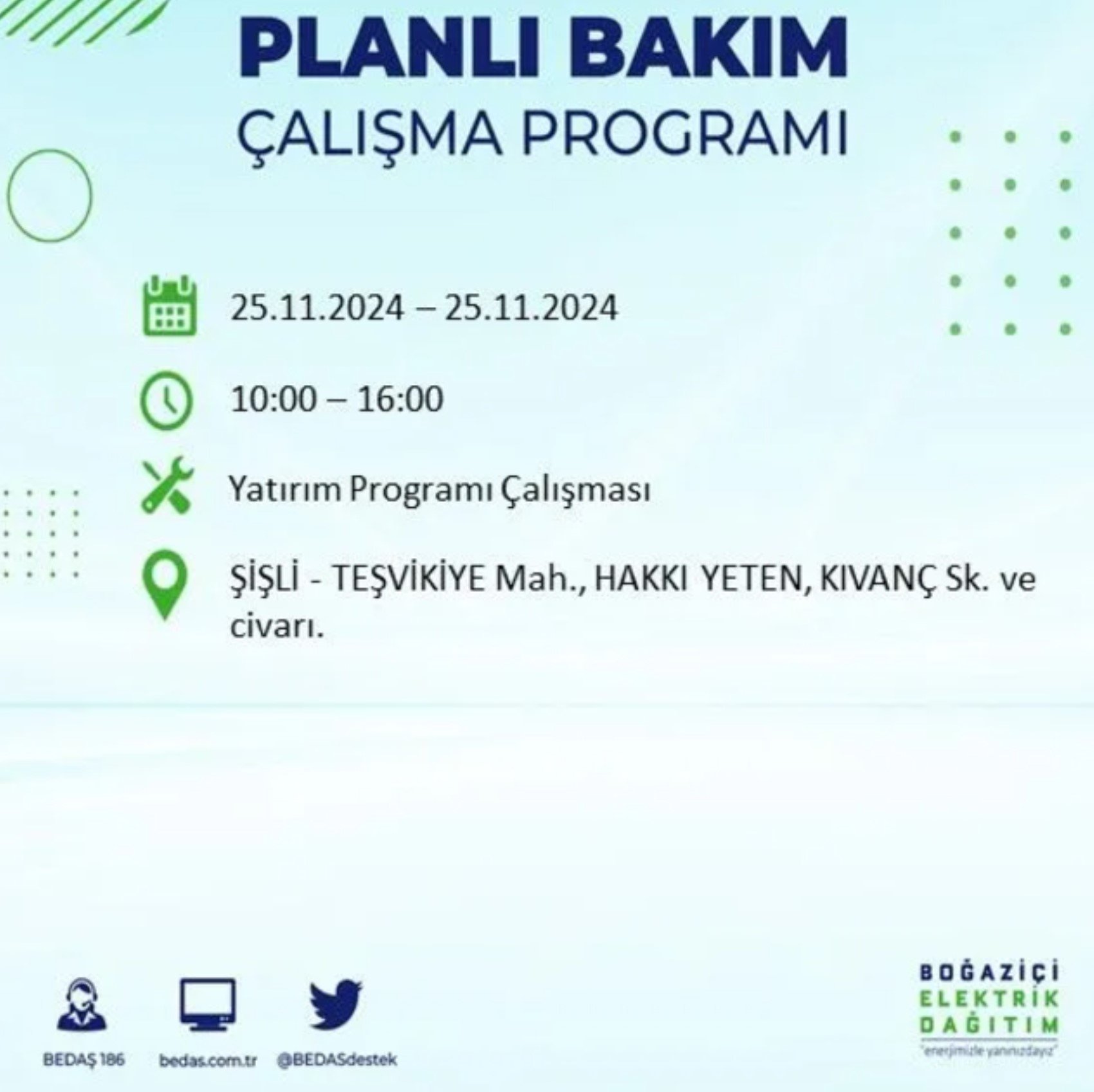 BEDAŞ açıkladı... İstanbul'da elektrik kesintisi: 25 Kasım'da hangi mahalleler etkilenecek?