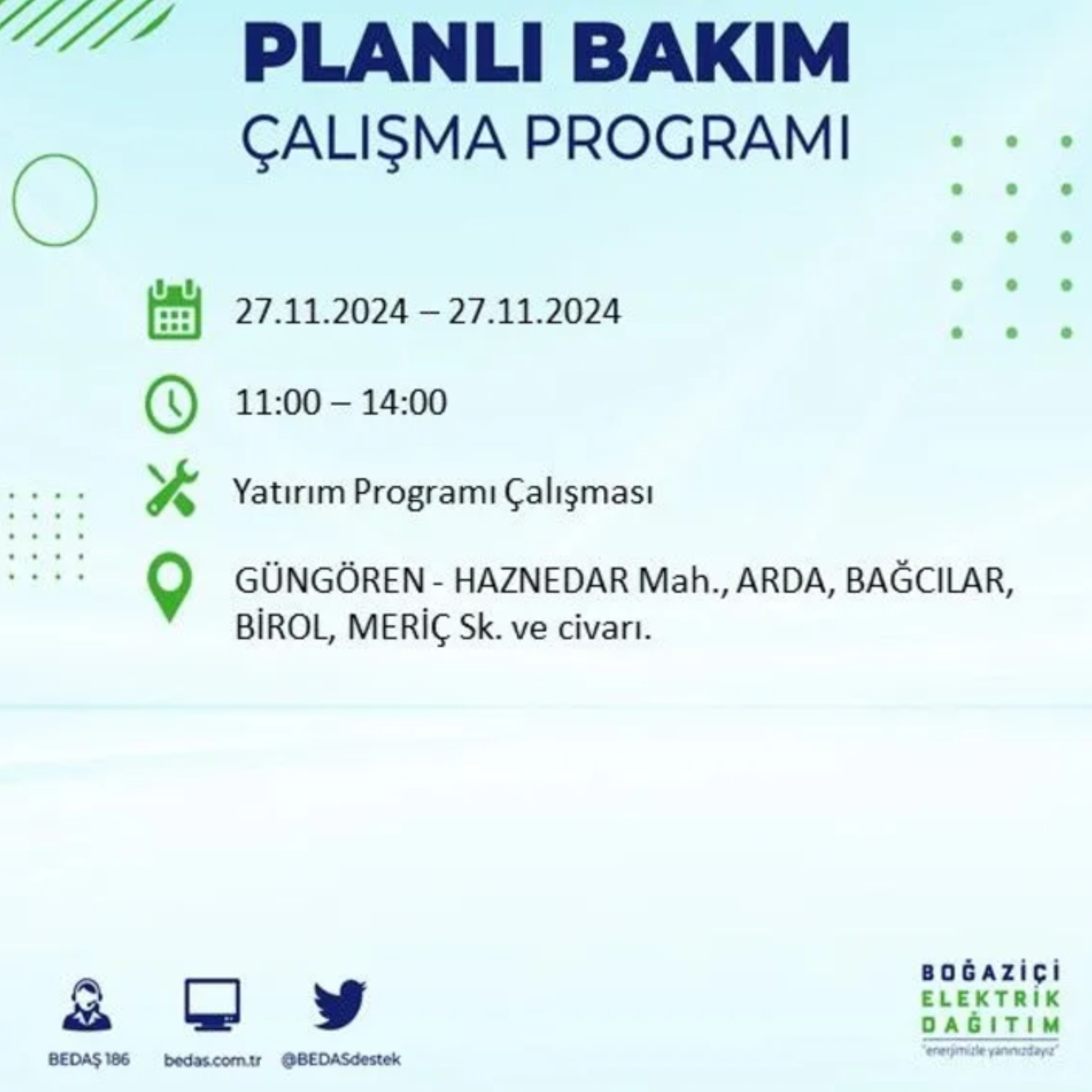 BEDAŞ açıkladı... İstanbul'da elektrik kesintisi: 27 Kasım'da hangi mahalleler etkilenecek?