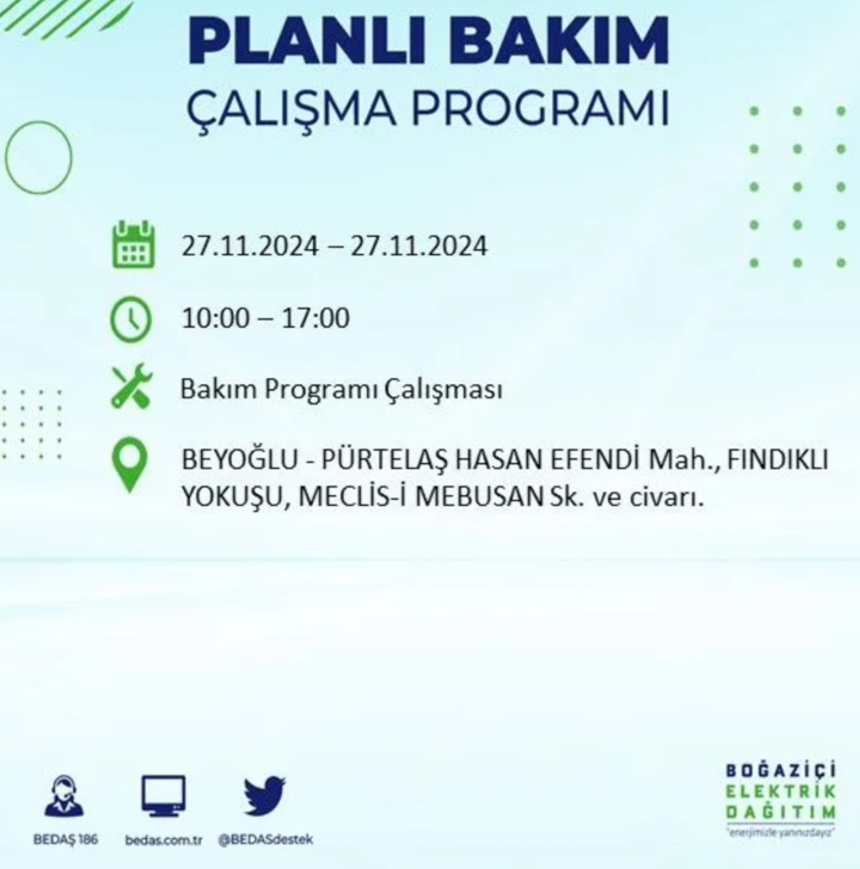 BEDAŞ açıkladı... İstanbul'da elektrik kesintisi: 27 Kasım'da hangi mahalleler etkilenecek?