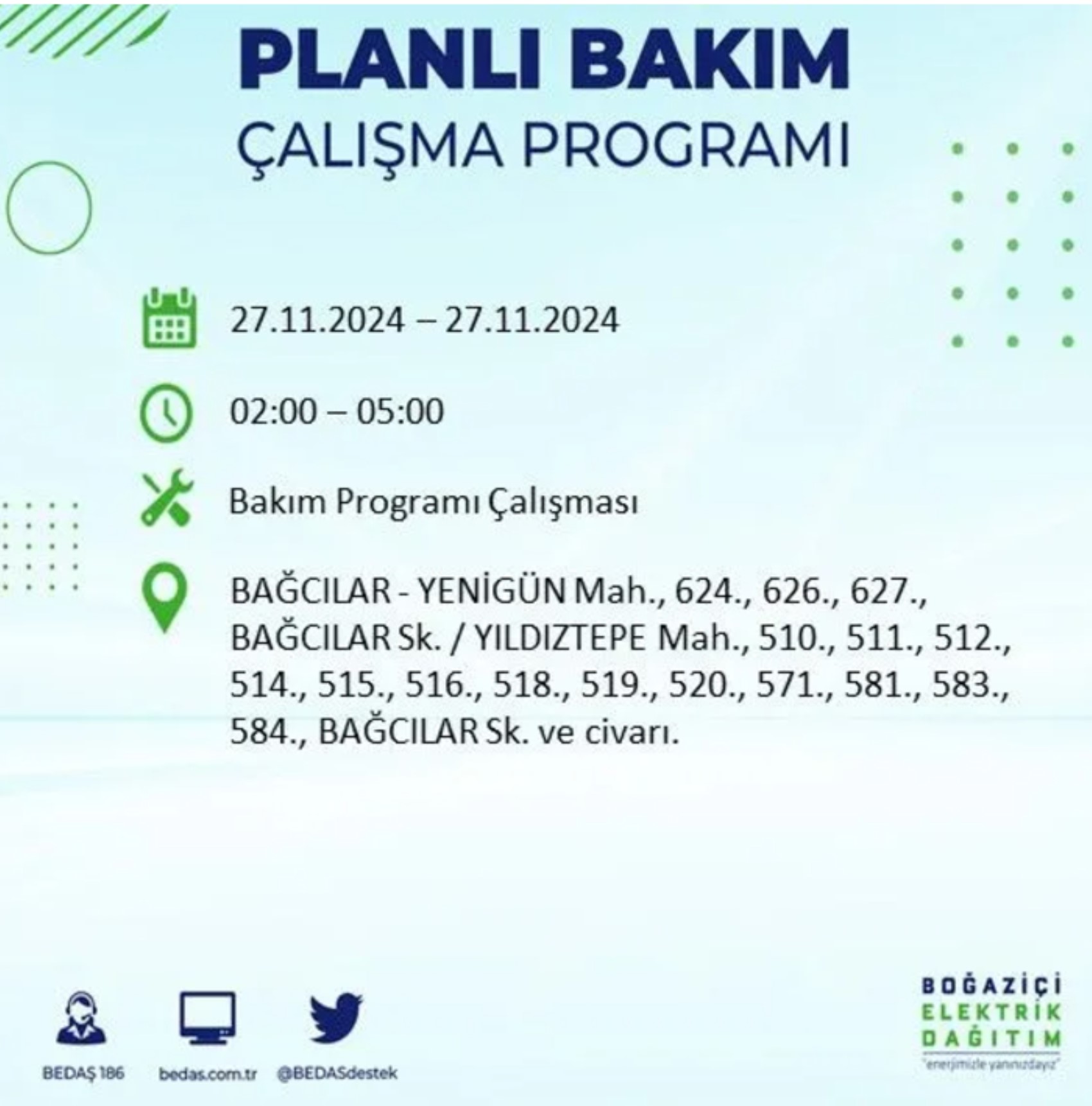 BEDAŞ açıkladı... İstanbul'da elektrik kesintisi: 27 Kasım'da hangi mahalleler etkilenecek?