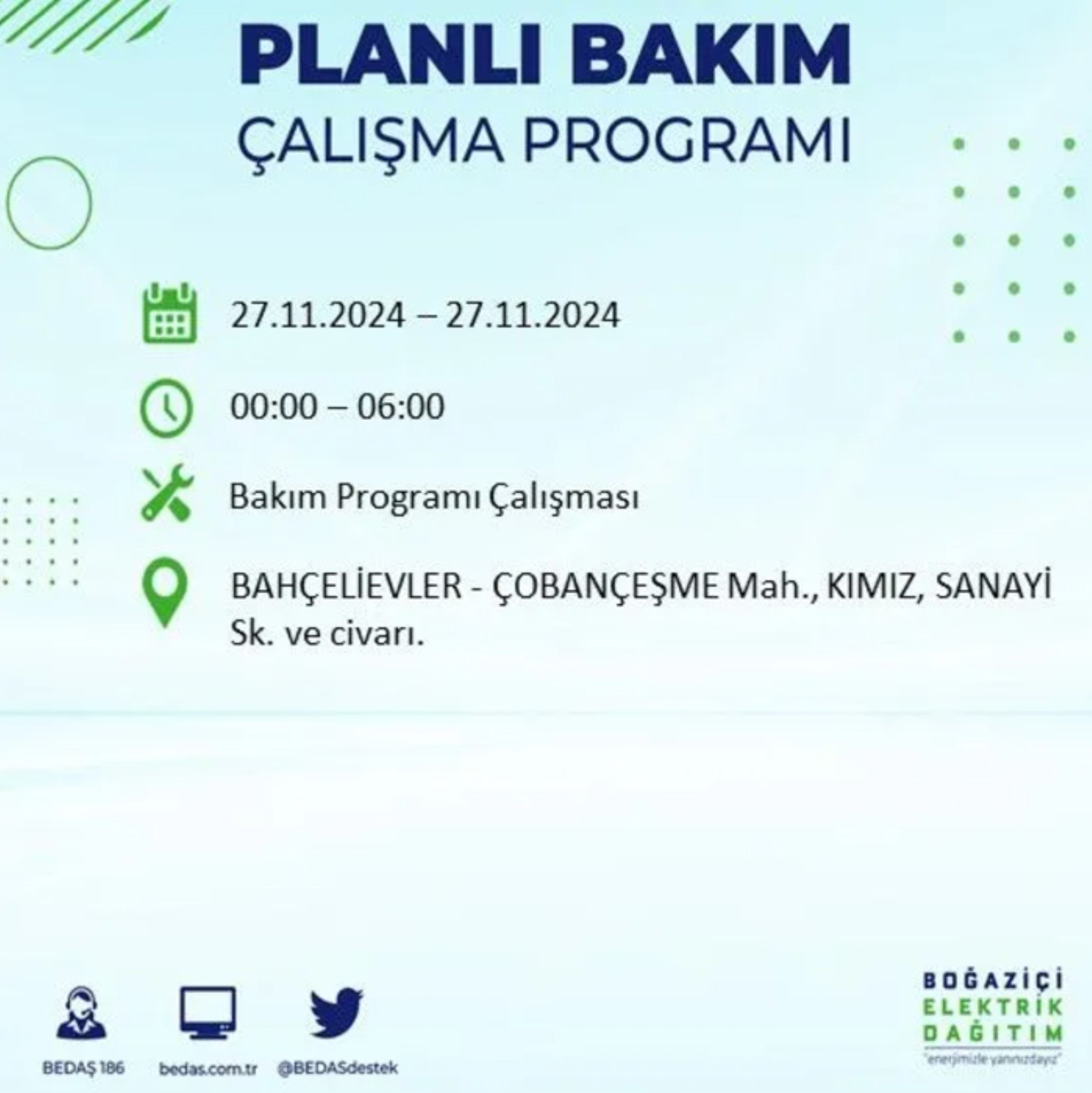 BEDAŞ açıkladı... İstanbul'da elektrik kesintisi: 27 Kasım'da hangi mahalleler etkilenecek?