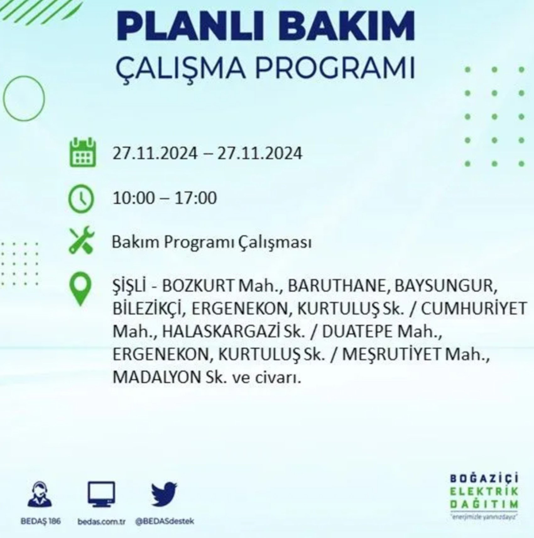 BEDAŞ açıkladı... İstanbul'da elektrik kesintisi: 27 Kasım'da hangi mahalleler etkilenecek?