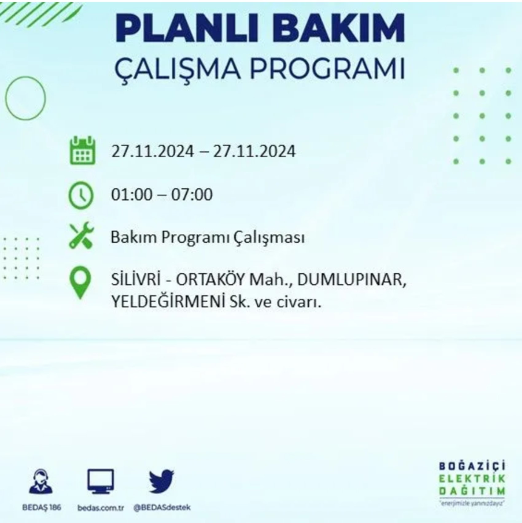 BEDAŞ açıkladı... İstanbul'da elektrik kesintisi: 27 Kasım'da hangi mahalleler etkilenecek?