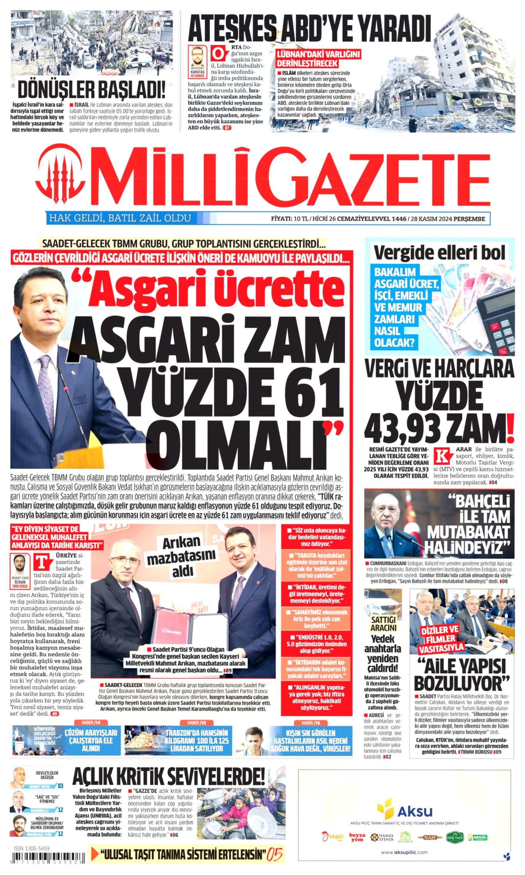 28 Kasım 2024 gazete manşetleri: Bahçeli'nin DEM-İmralı çağrısı ve Erdoğan'ın desteği gazetelerde