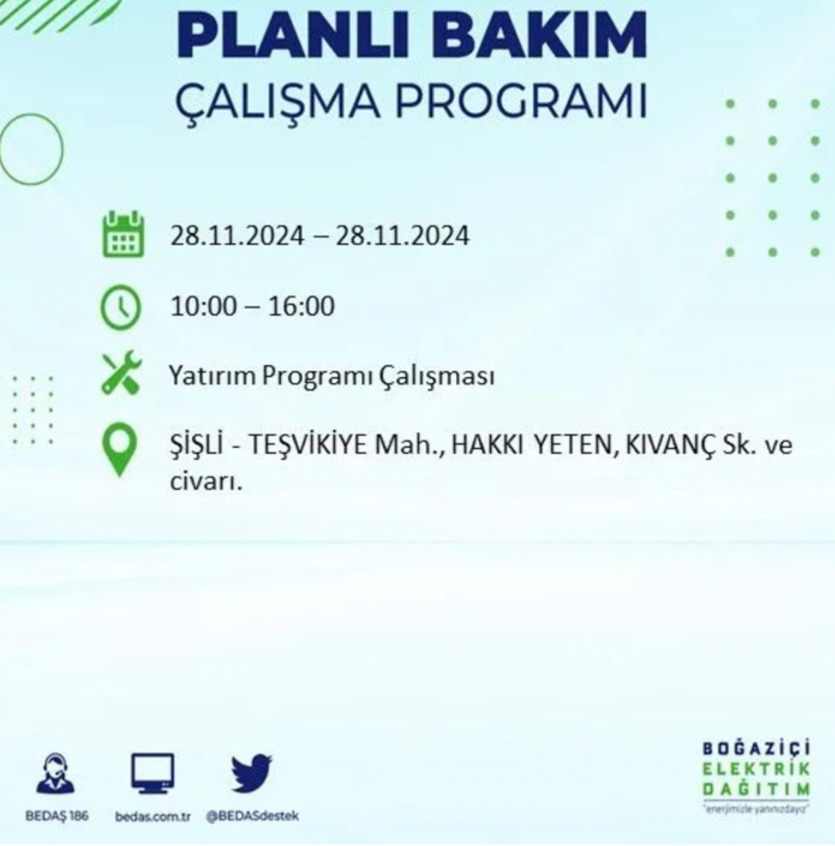 BEDAŞ açıkladı... İstanbul'da elektrik kesintisi: 28 Kasım'da hangi mahalleler etkilenecek?