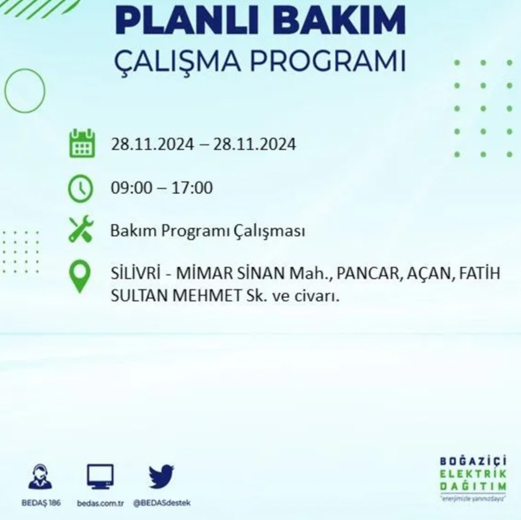 BEDAŞ açıkladı... İstanbul'da elektrik kesintisi: 28 Kasım'da hangi mahalleler etkilenecek?