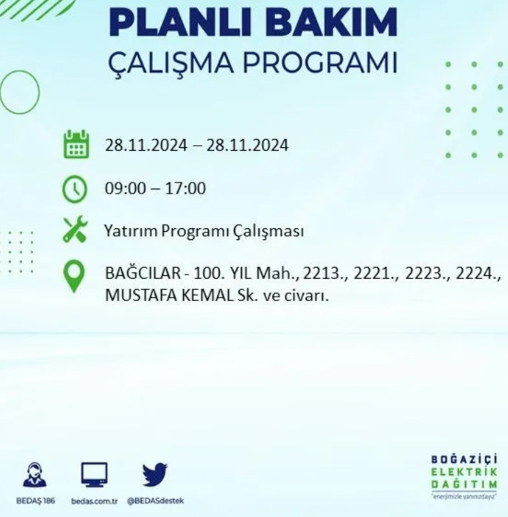 BEDAŞ açıkladı... İstanbul'da elektrik kesintisi: 28 Kasım'da hangi mahalleler etkilenecek?