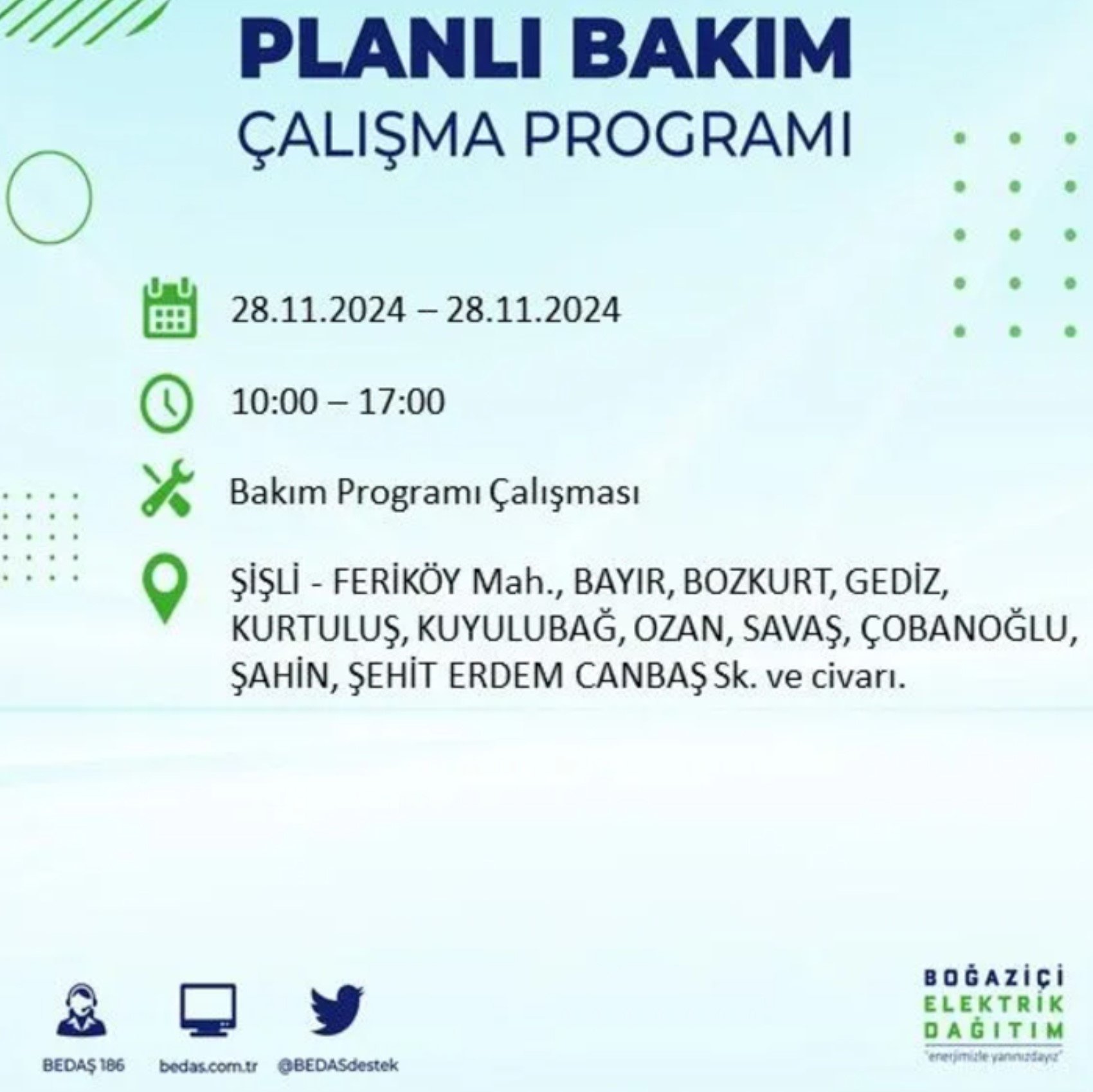 BEDAŞ açıkladı... İstanbul'da elektrik kesintisi: 28 Kasım'da hangi mahalleler etkilenecek?