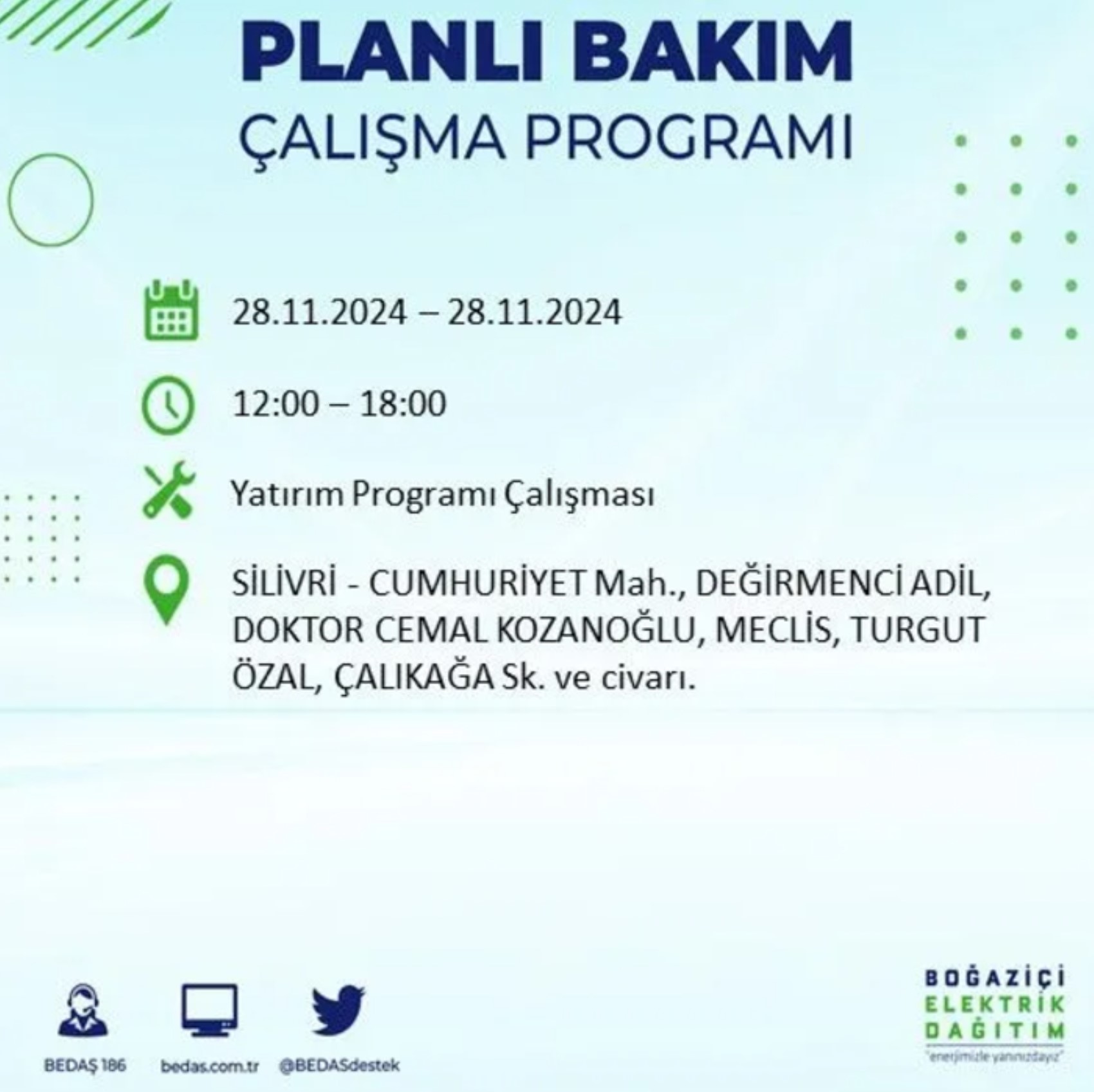 BEDAŞ açıkladı... İstanbul'da elektrik kesintisi: 28 Kasım'da hangi mahalleler etkilenecek?