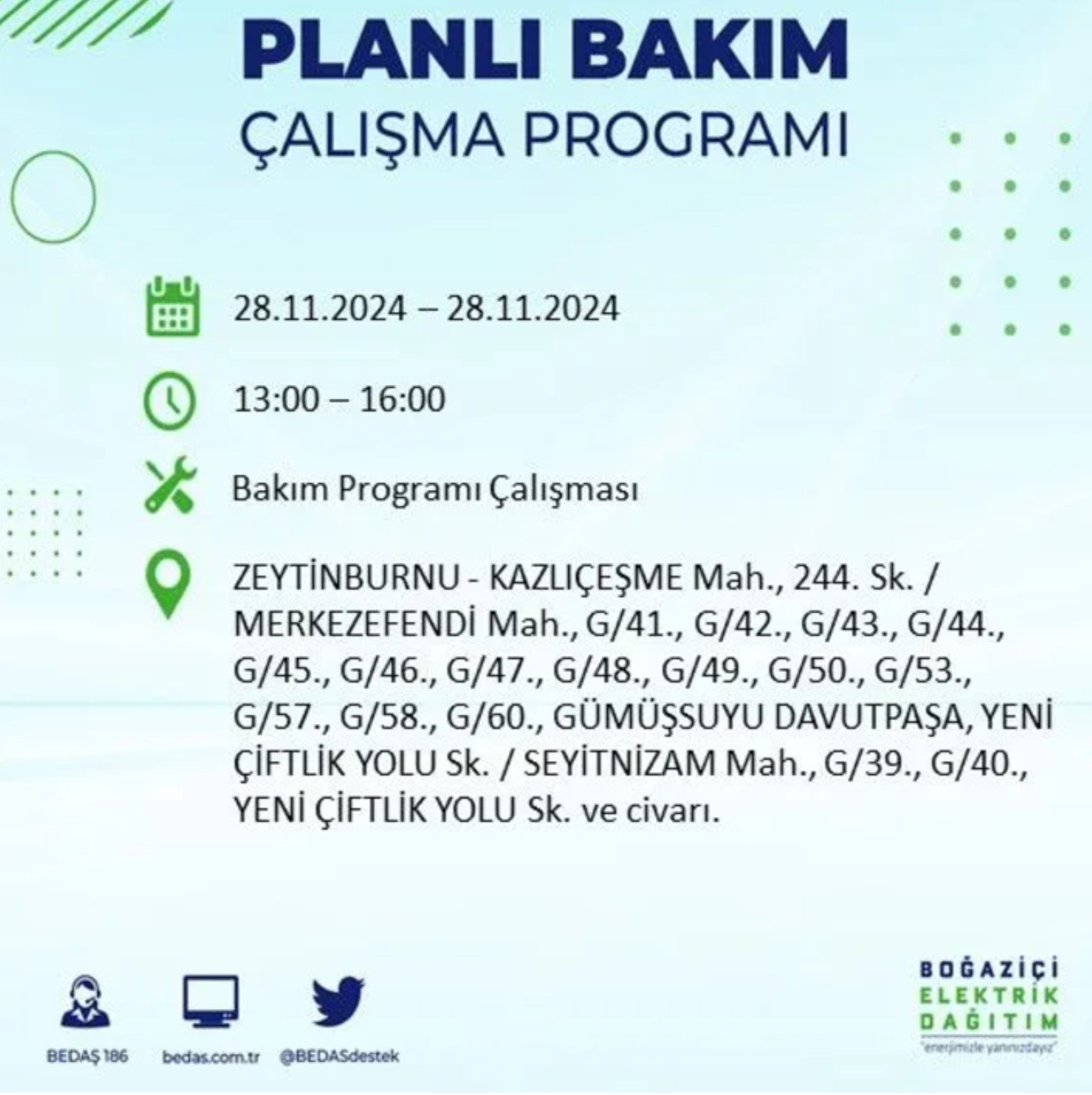 BEDAŞ açıkladı... İstanbul'da elektrik kesintisi: 28 Kasım'da hangi mahalleler etkilenecek?