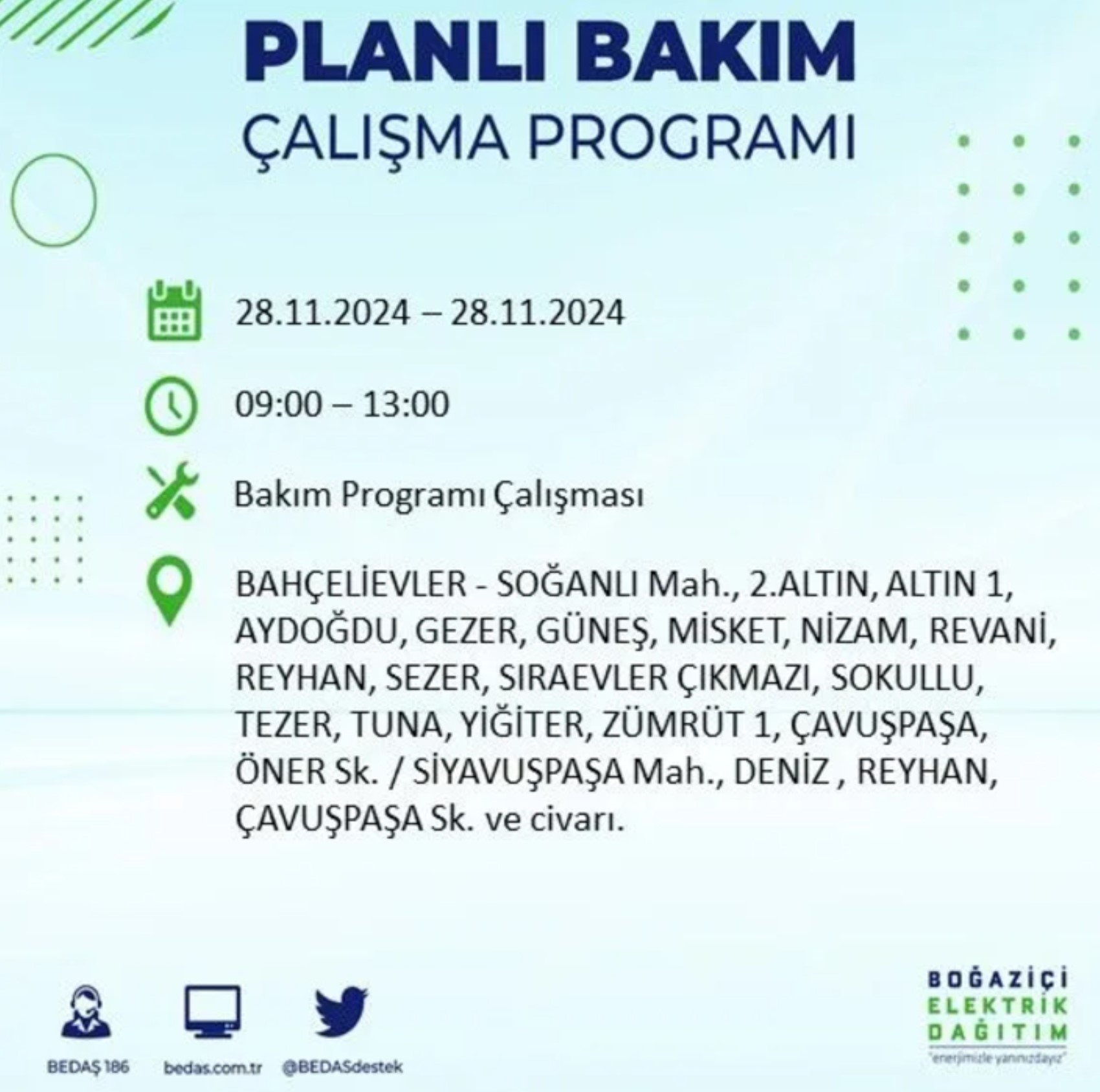 BEDAŞ açıkladı... İstanbul'da elektrik kesintisi: 28 Kasım'da hangi mahalleler etkilenecek?