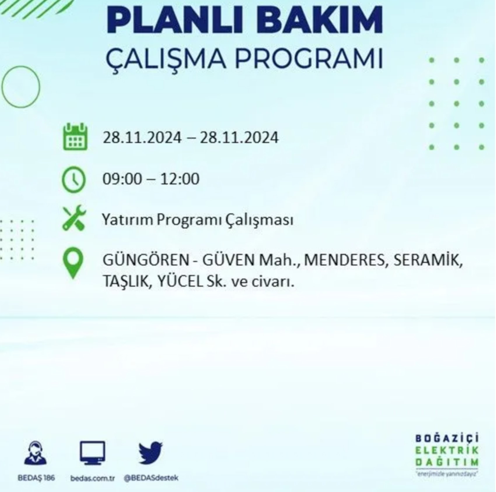 BEDAŞ açıkladı... İstanbul'da elektrik kesintisi: 28 Kasım'da hangi mahalleler etkilenecek?