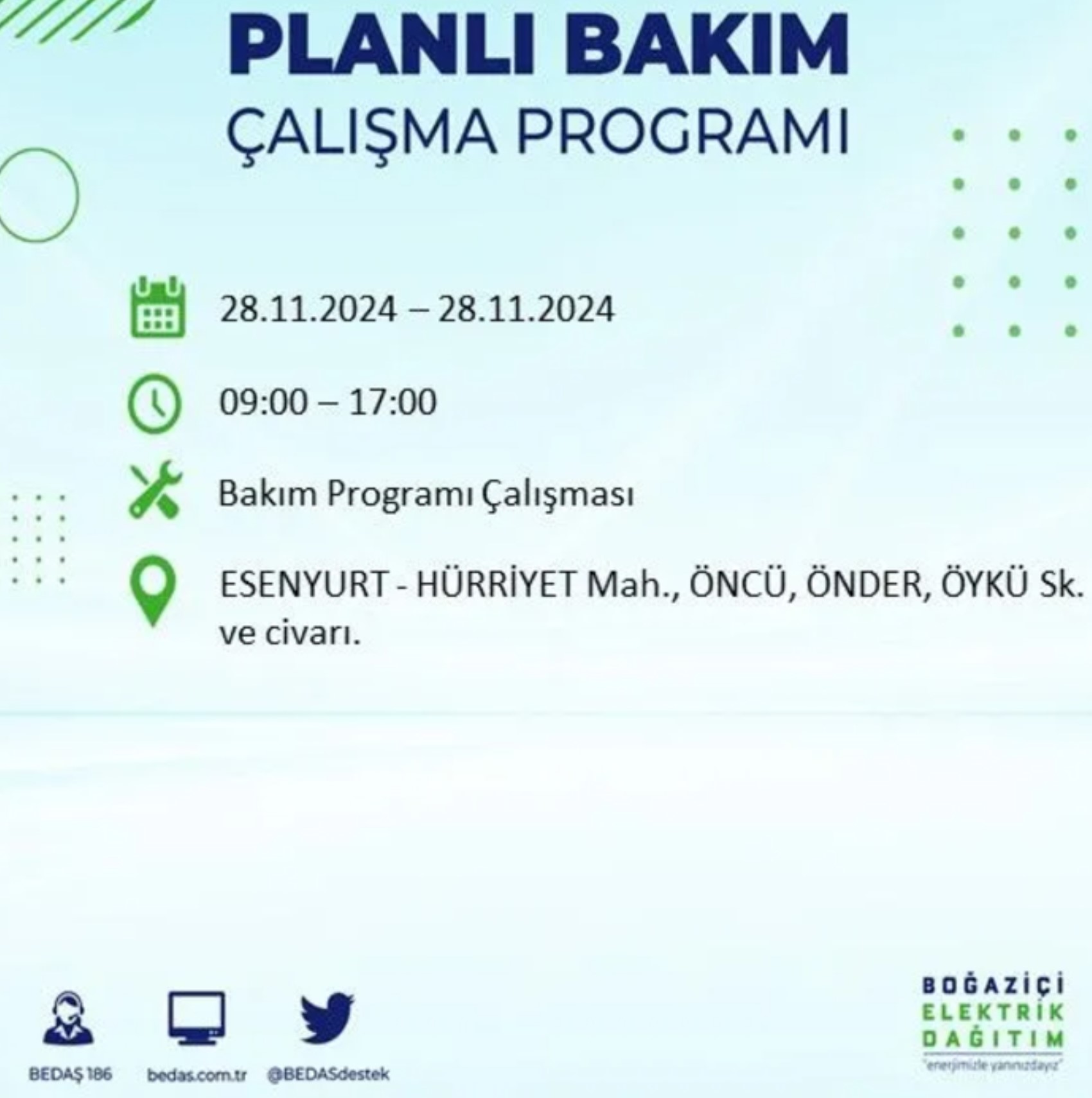 BEDAŞ açıkladı... İstanbul'da elektrik kesintisi: 28 Kasım'da hangi mahalleler etkilenecek?