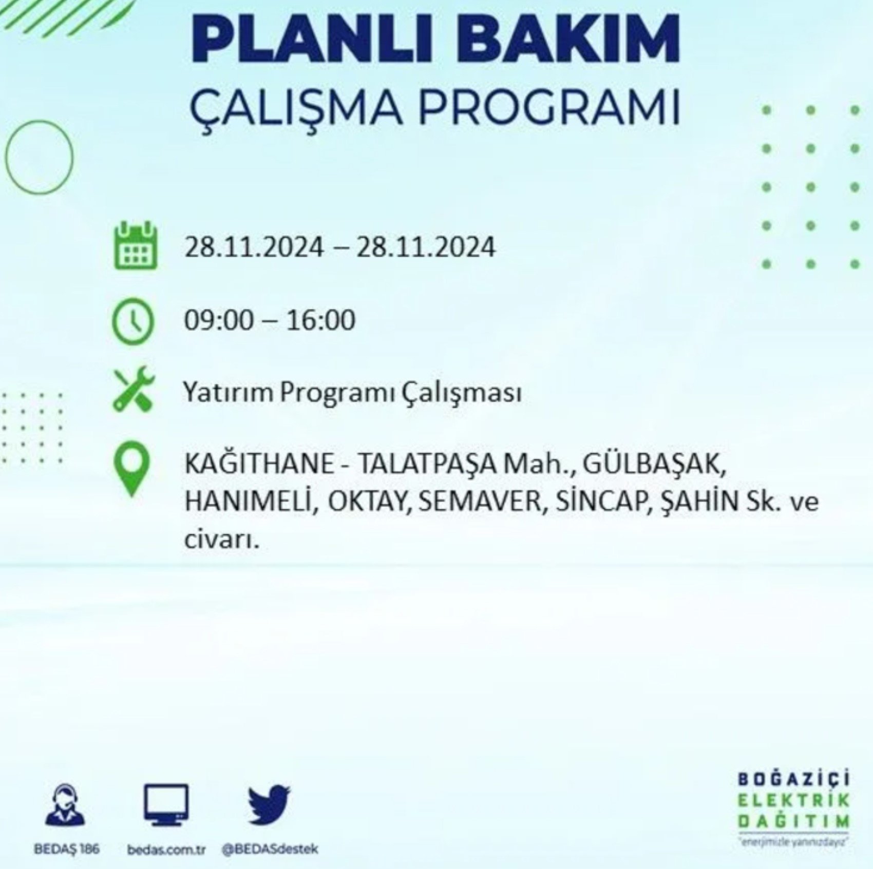 BEDAŞ açıkladı... İstanbul'da elektrik kesintisi: 28 Kasım'da hangi mahalleler etkilenecek?