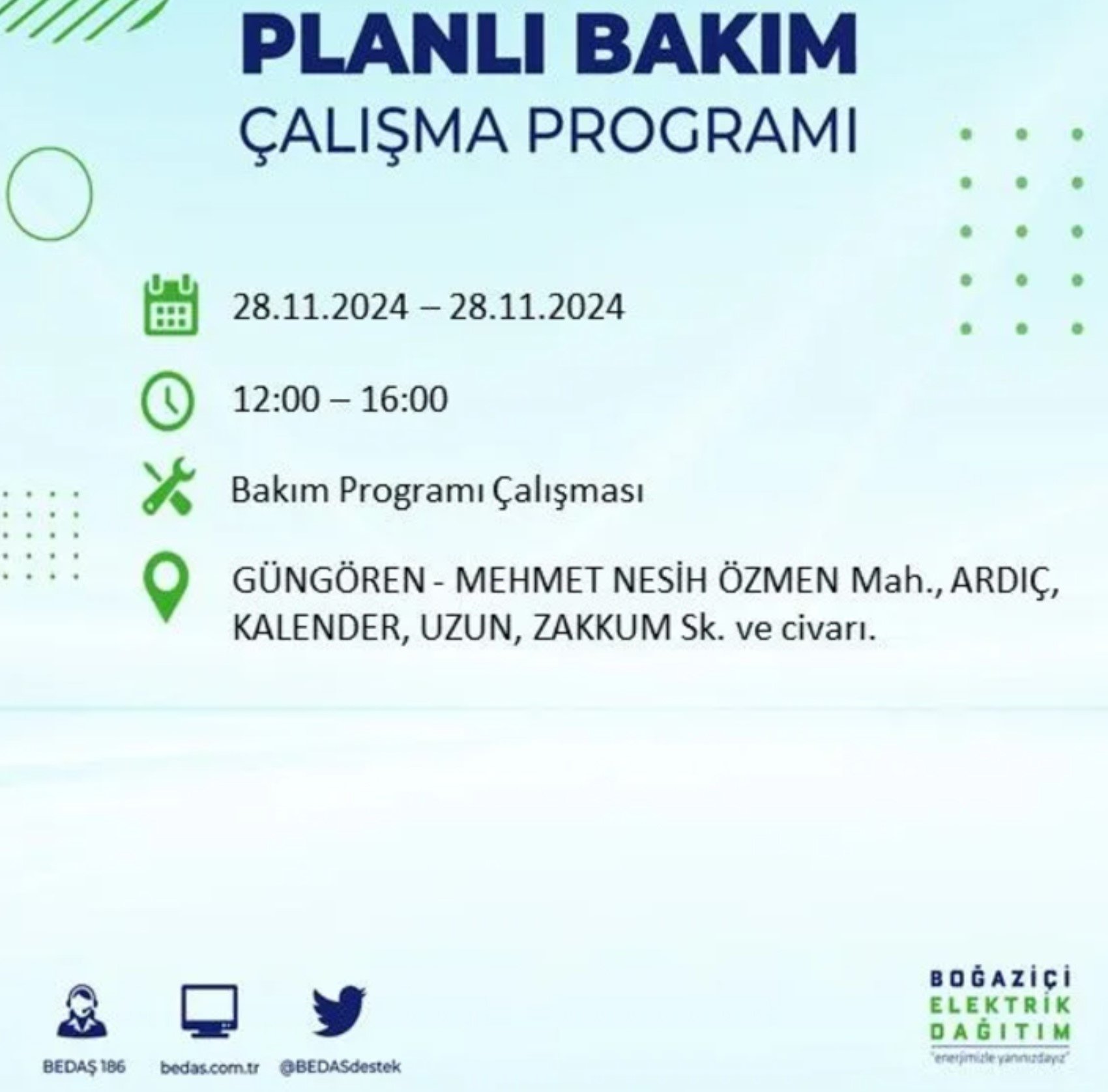 BEDAŞ açıkladı... İstanbul'da elektrik kesintisi: 28 Kasım'da hangi mahalleler etkilenecek?