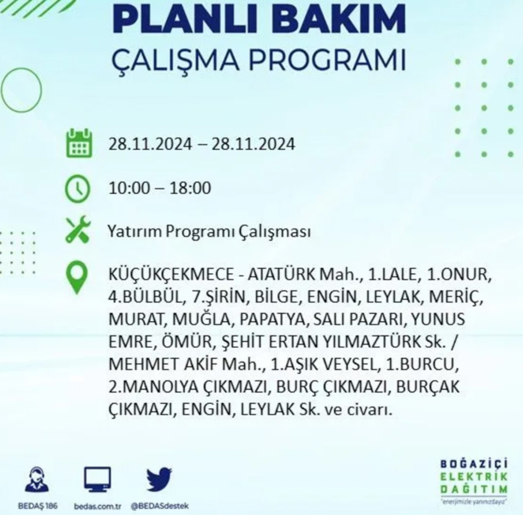 BEDAŞ açıkladı... İstanbul'da elektrik kesintisi: 28 Kasım'da hangi mahalleler etkilenecek?