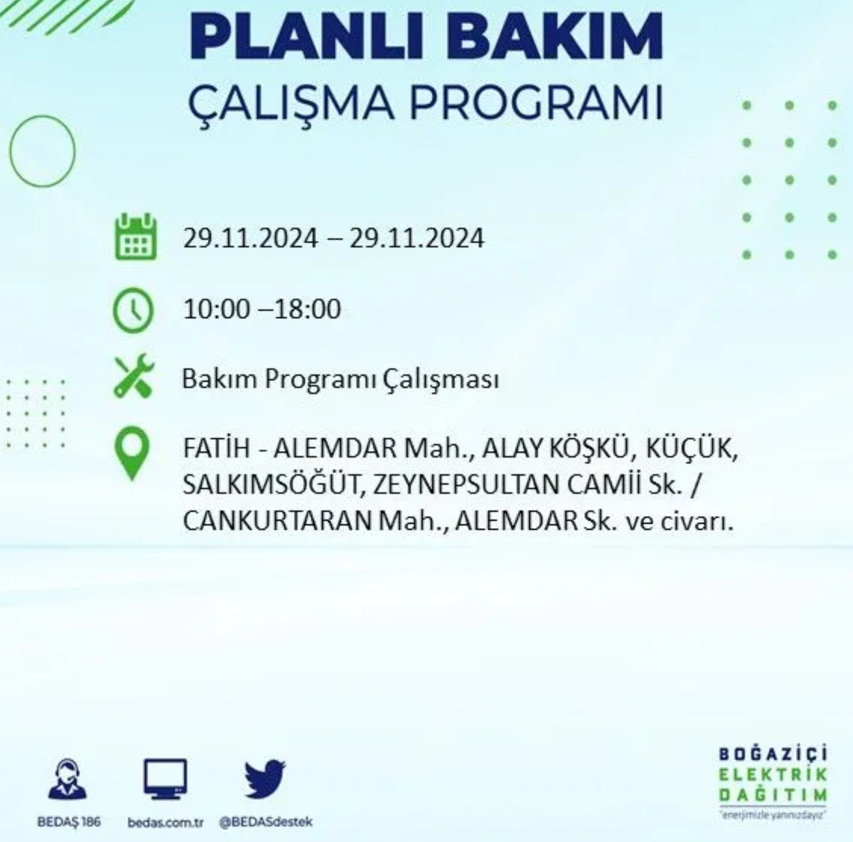 BEDAŞ ha annunciato... Interruzione di corrente a Istanbul: quali quartieri saranno interessati il 29 novembre?