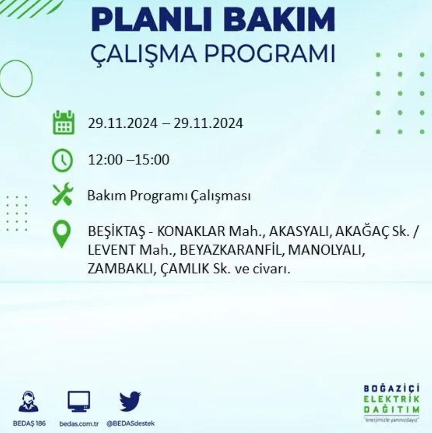 BEDAŞ ha annunciato... Interruzione di corrente a Istanbul: quali quartieri saranno interessati il 29 novembre?