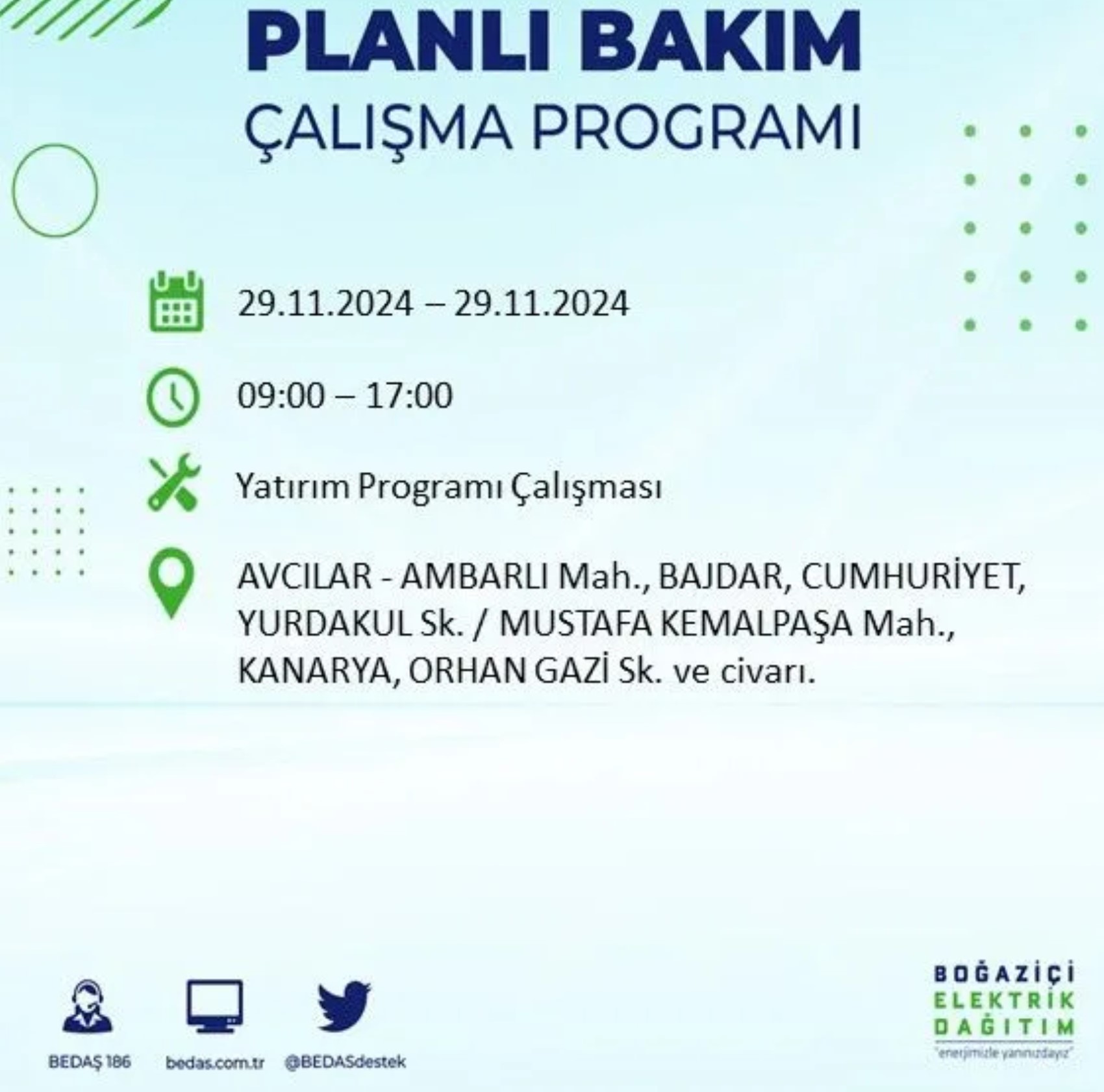 BEDAŞ ha annunciato... Interruzione di corrente a Istanbul: quali quartieri saranno interessati il 29 novembre?