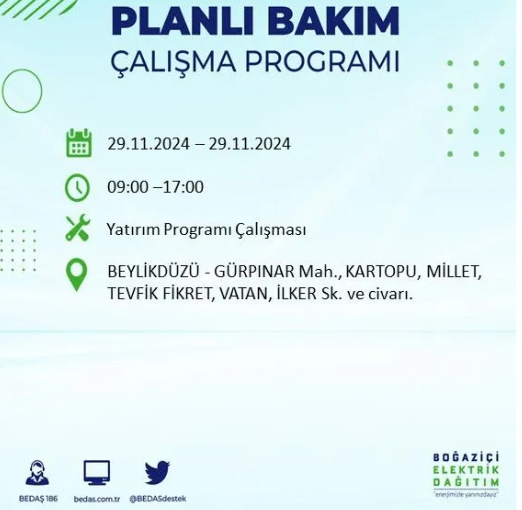 BEDAŞ ha annunciato... Interruzione di corrente a Istanbul: quali quartieri saranno interessati il 29 novembre?
