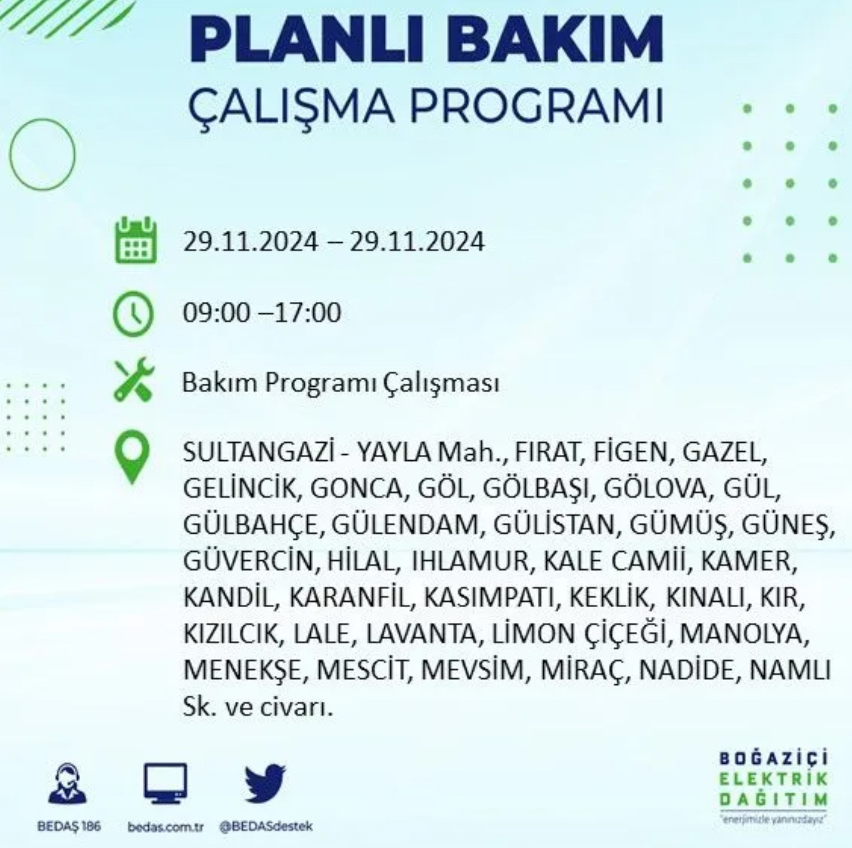 BEDAŞ ha annunciato... Interruzione di corrente a Istanbul: quali quartieri saranno interessati il 29 novembre?