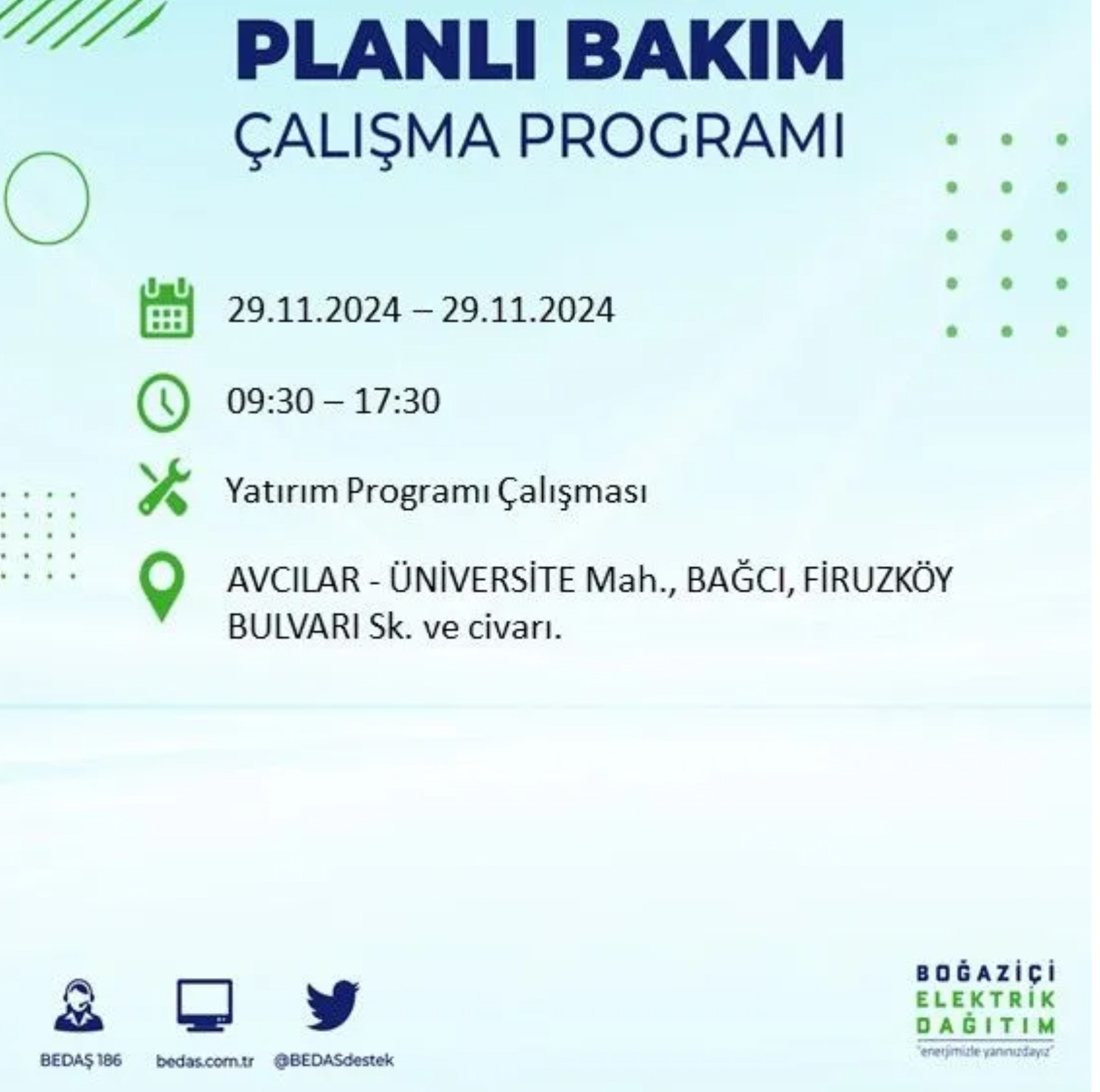 BEDAŞ ha annunciato... Interruzione di corrente a Istanbul: quali quartieri saranno interessati il 29 novembre?