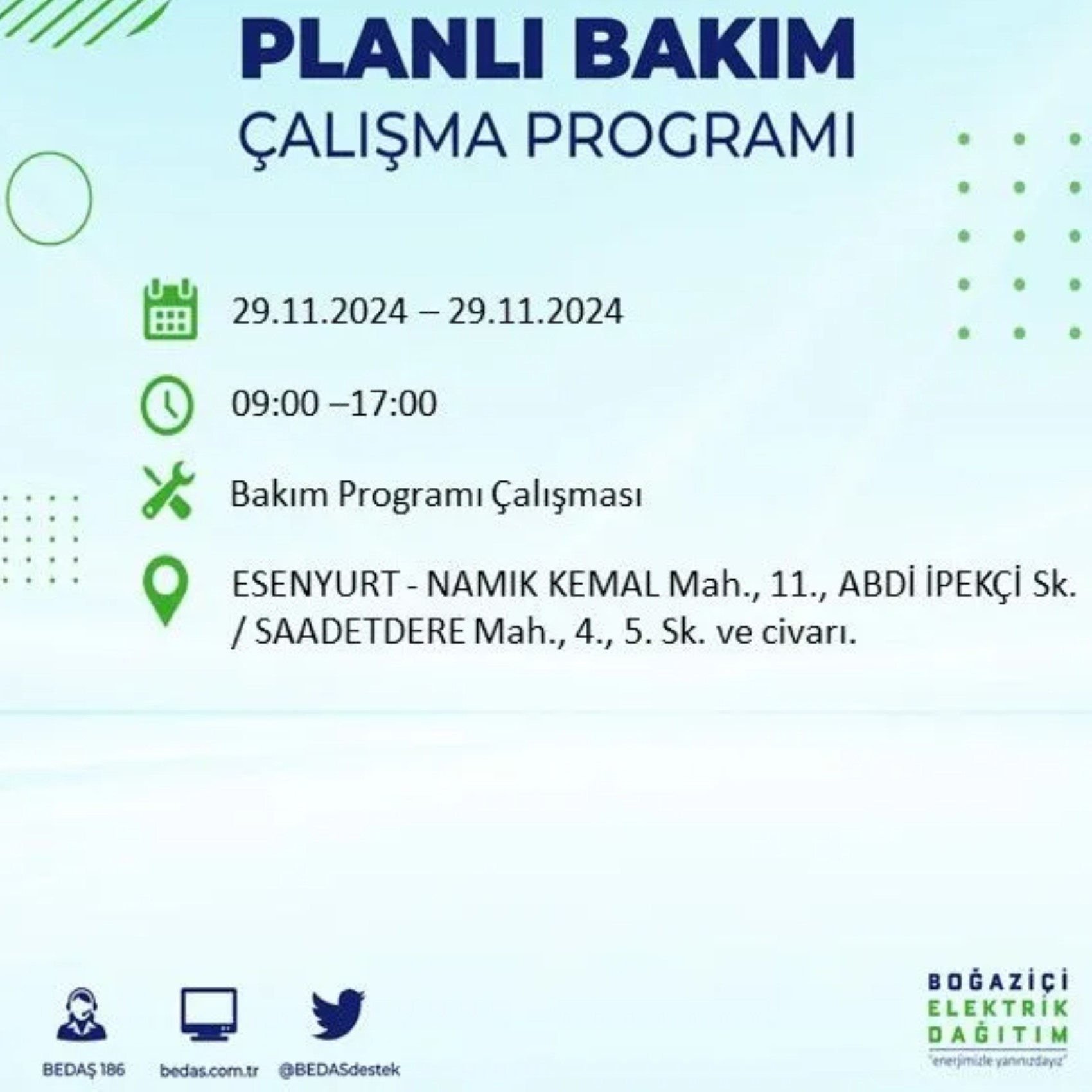 BEDAŞ ha annunciato... Interruzione di corrente a Istanbul: quali quartieri saranno interessati il 29 novembre?