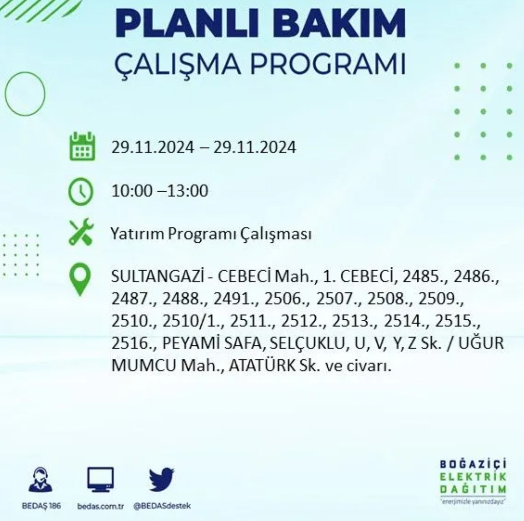 BEDAŞ ha annunciato... Interruzione di corrente a Istanbul: quali quartieri saranno interessati il 29 novembre?