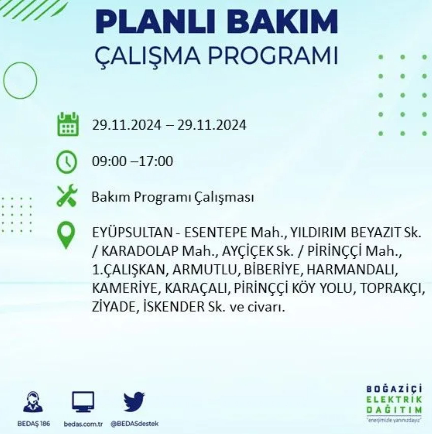 BEDAŞ ha annunciato... Interruzione di corrente a Istanbul: quali quartieri saranno interessati il 29 novembre?