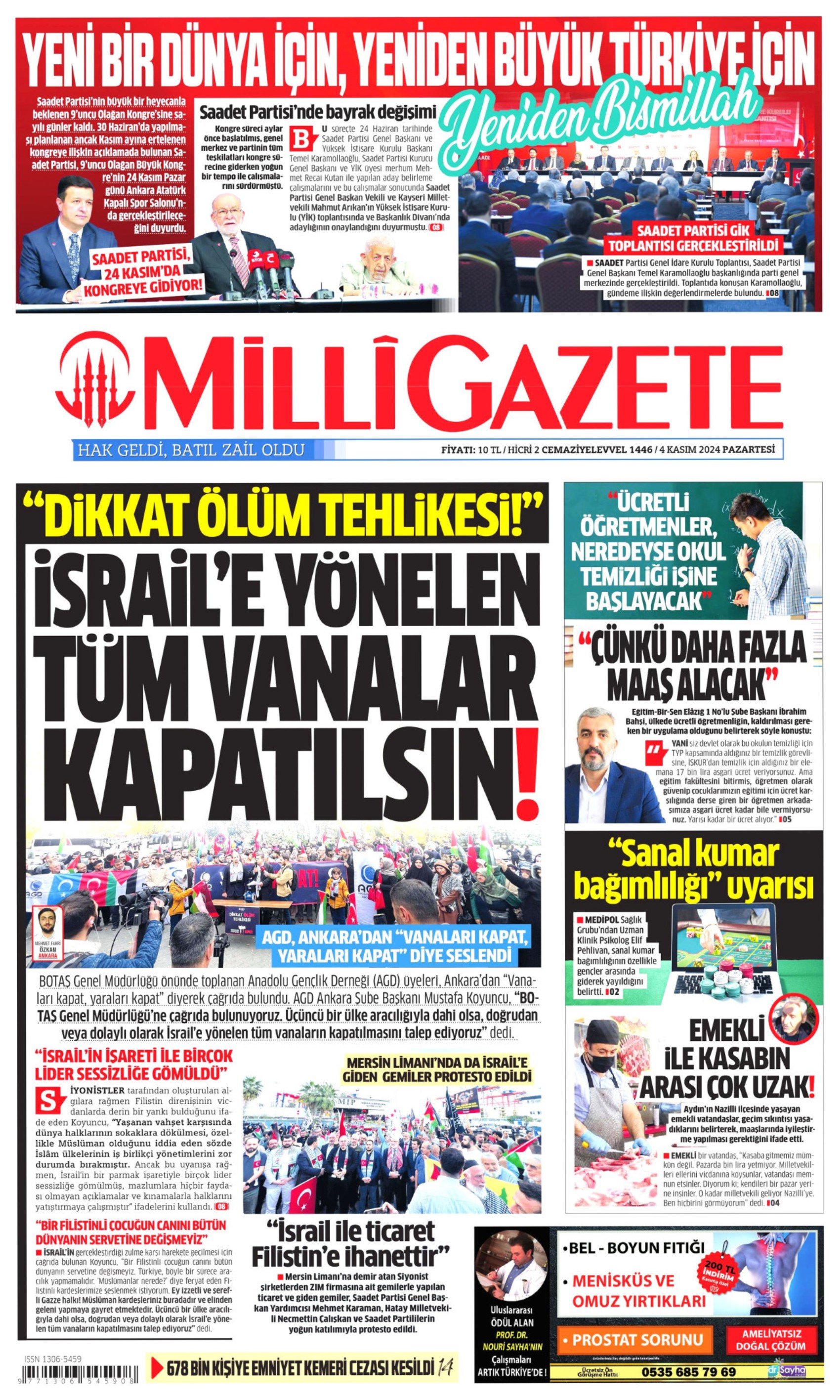 4 Kasım 2024 gazete manşetleri