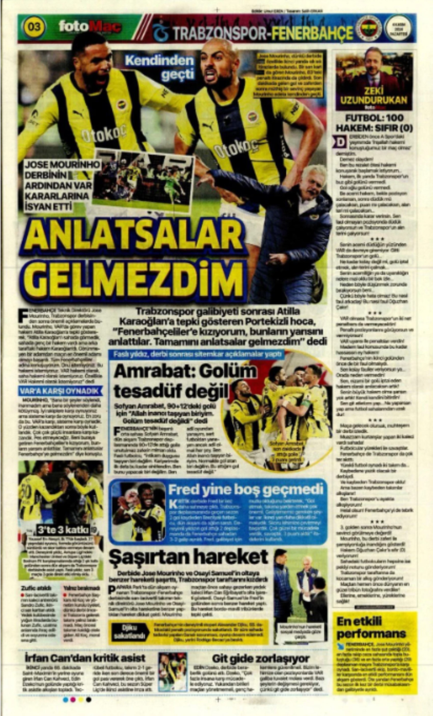 Fenerbahçe-Trabzonspor maç sonucu manşetlerde! Hangi gazete nasıl gördü? İşte günün spor manşetleri...